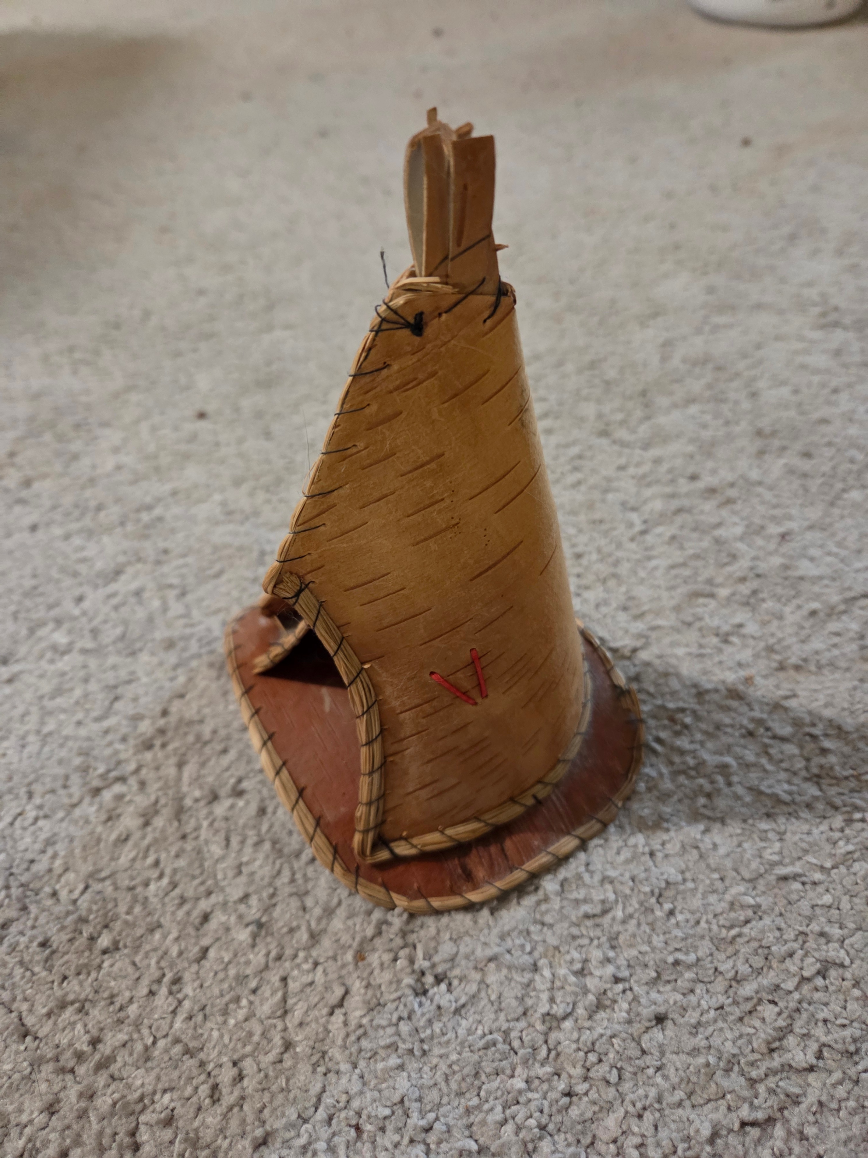 Vintage Handmade Birch Bark Tipi, Indigenous Folk Art, 6.5" - photo 2