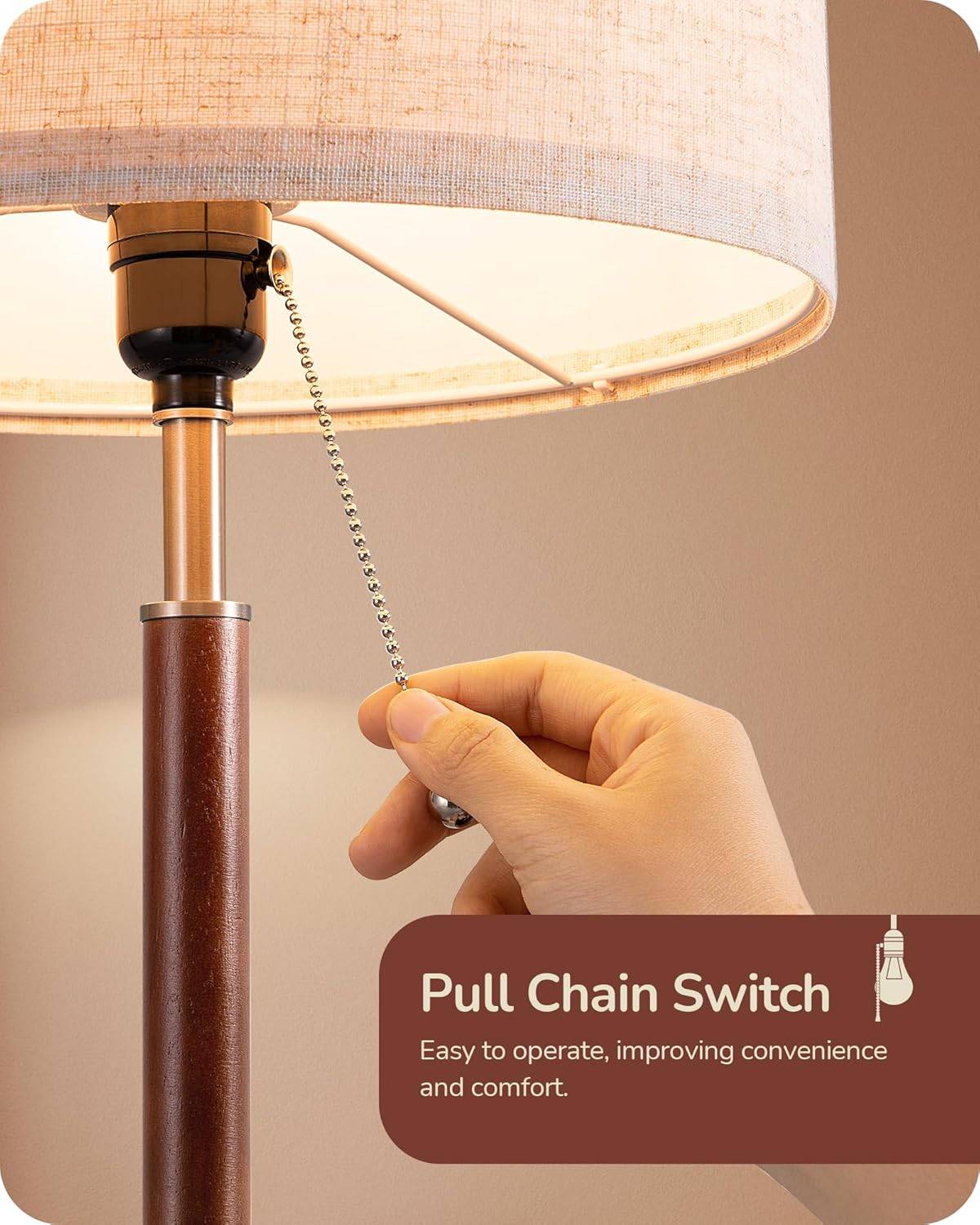 Modern Table Lamp with Wood Accent and Pull Chain - photo 4