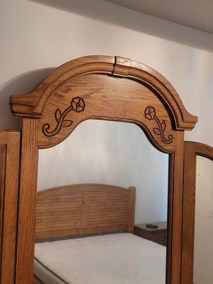 Solid oak wood dresser & mirror custom design - photo 4