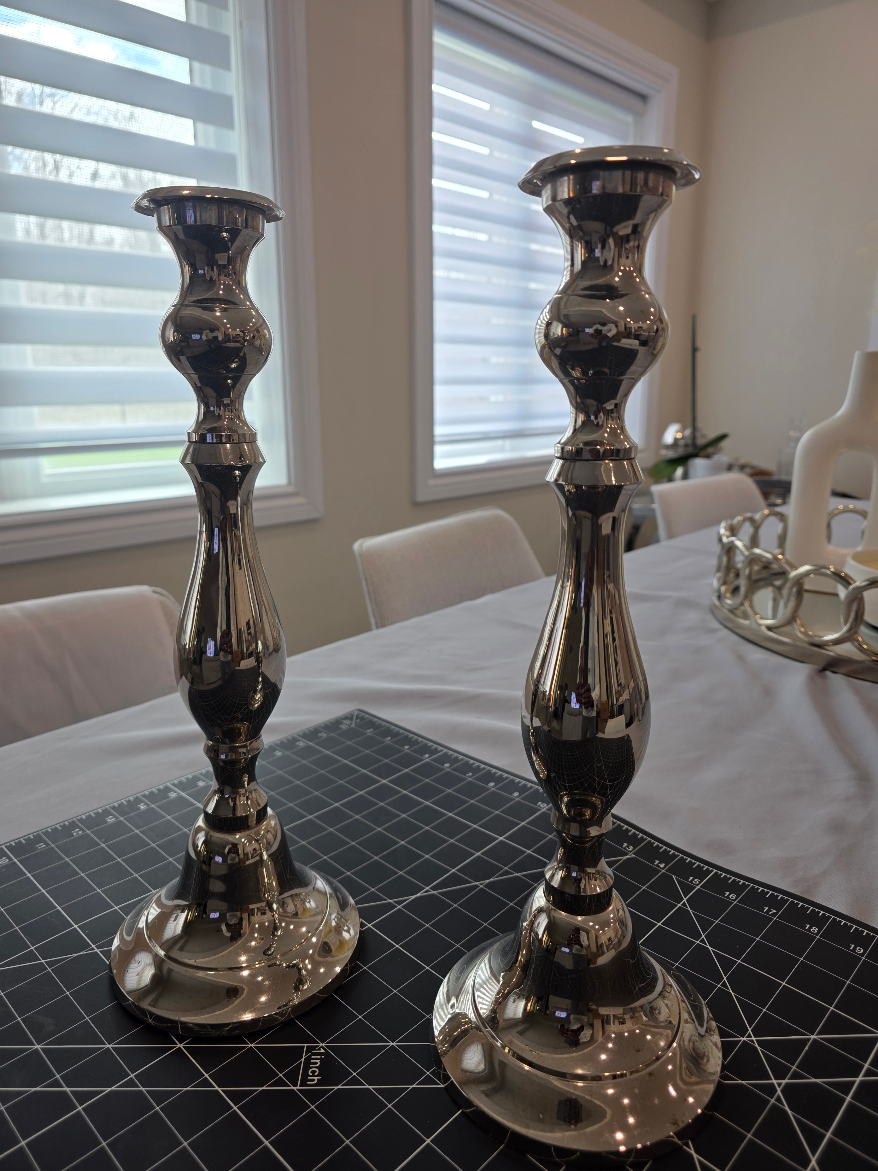 Heavy‐Duty Chrome Candle Holders