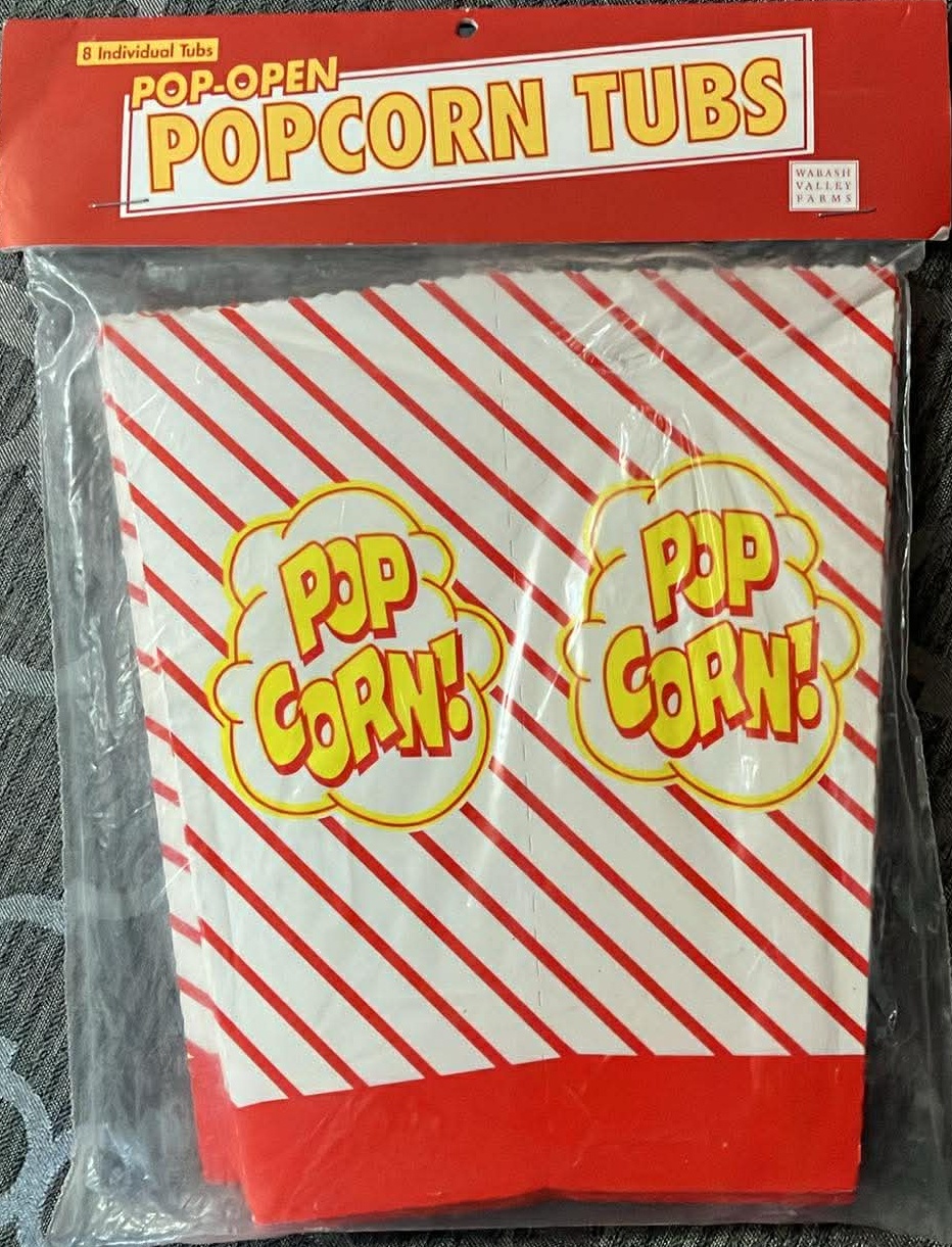 Popcorn Tubs - 8 Individual Tubs (New)
