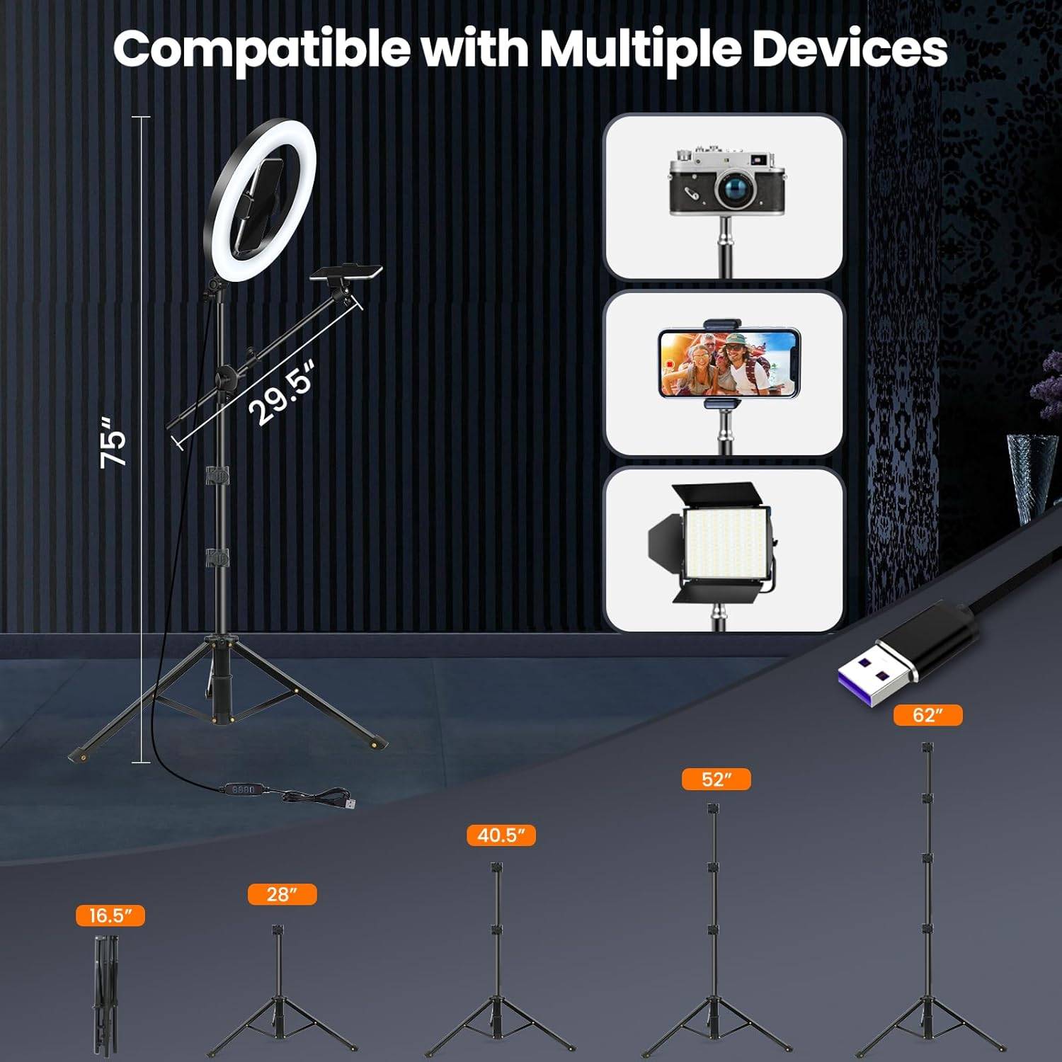 Ring Light with Phone Mount and Stand - photo 2