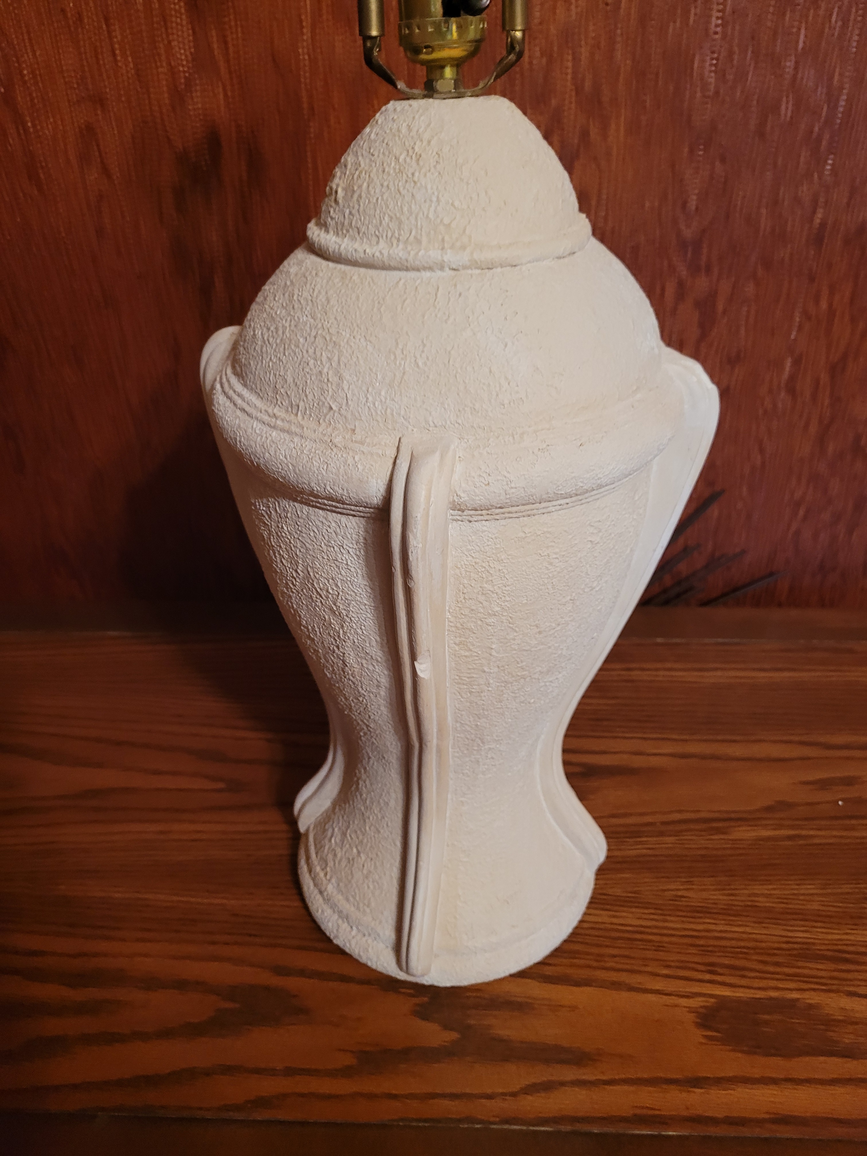 Large Textured Plaster Table Lamp Heavy 80s Brutalist Decor 29" - photo 5
