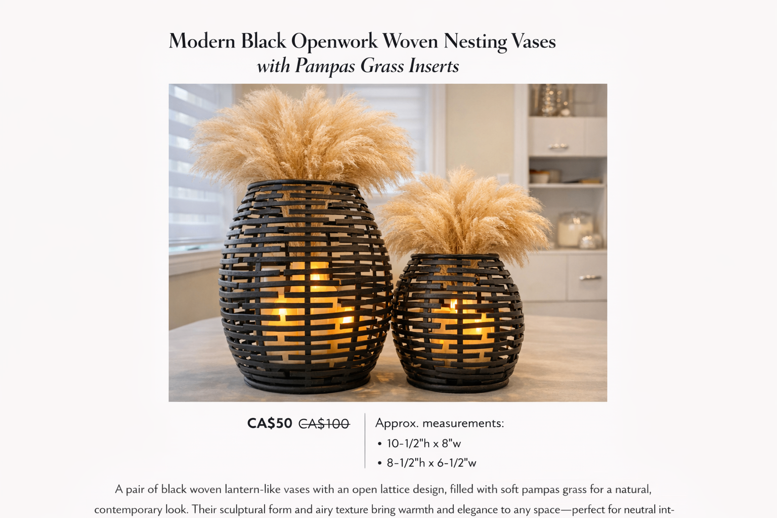 Modern Black Openwork Woven Nesting Vases - photo 3