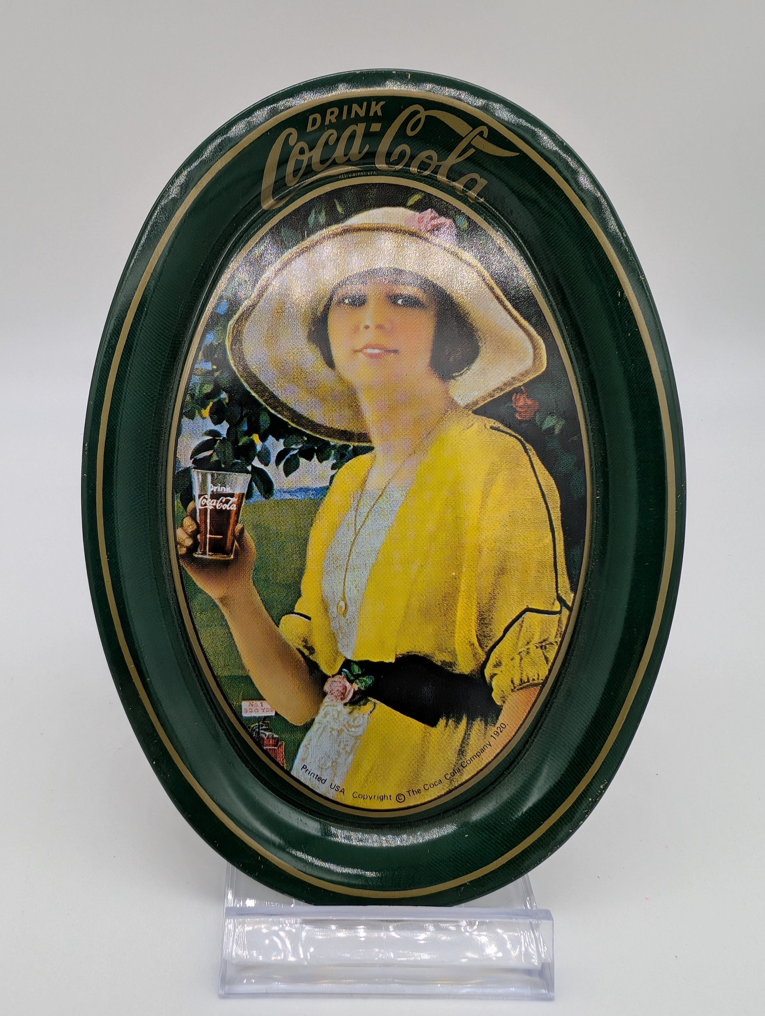 🥤Vintage Coca-Cola Girl In A Yellow Dress Tip Tray 🥤