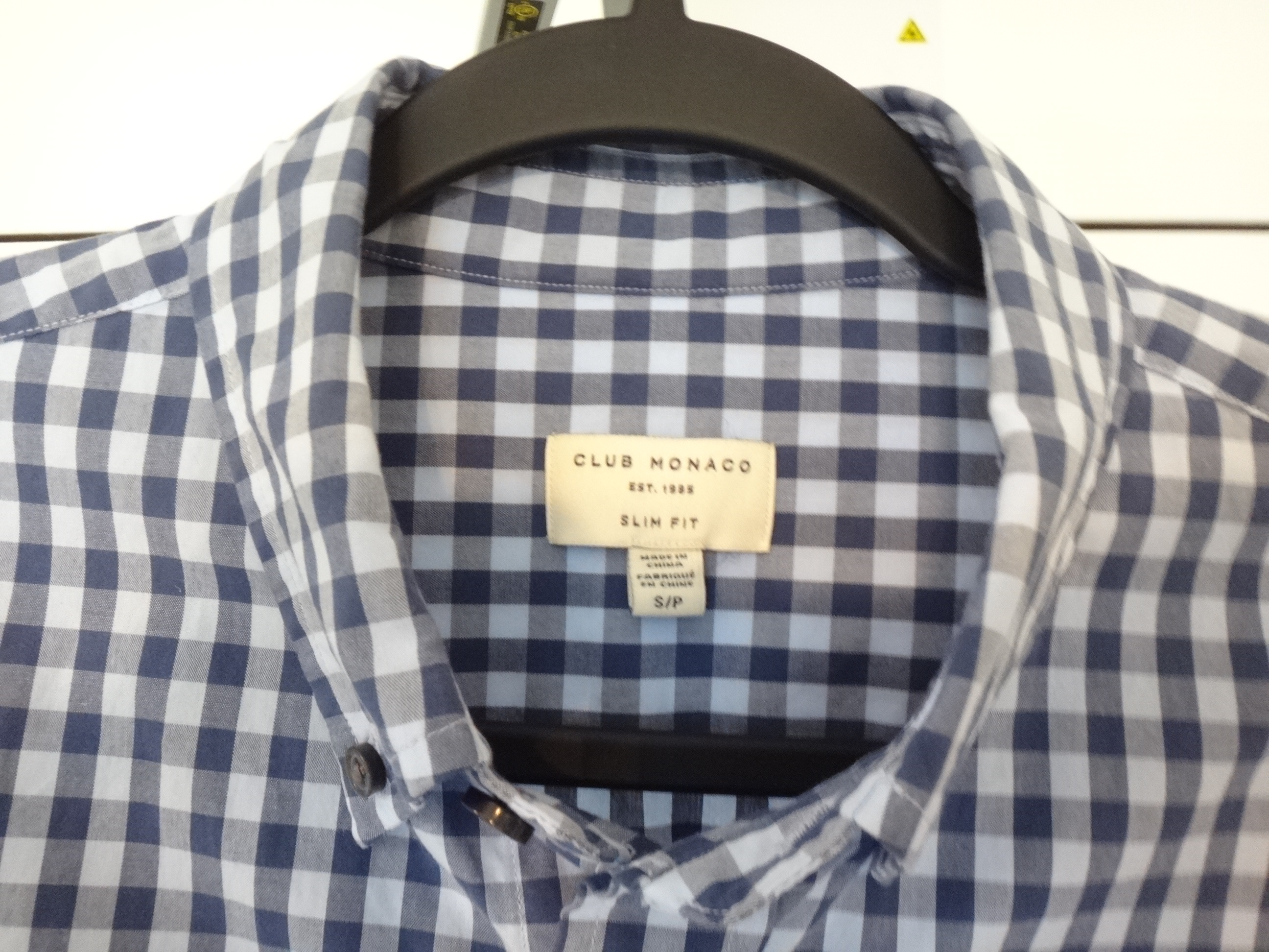 ✅👍🆕CLUB MONACO Men's Small Slim Fit Checkered Blue Shirt - photo 5