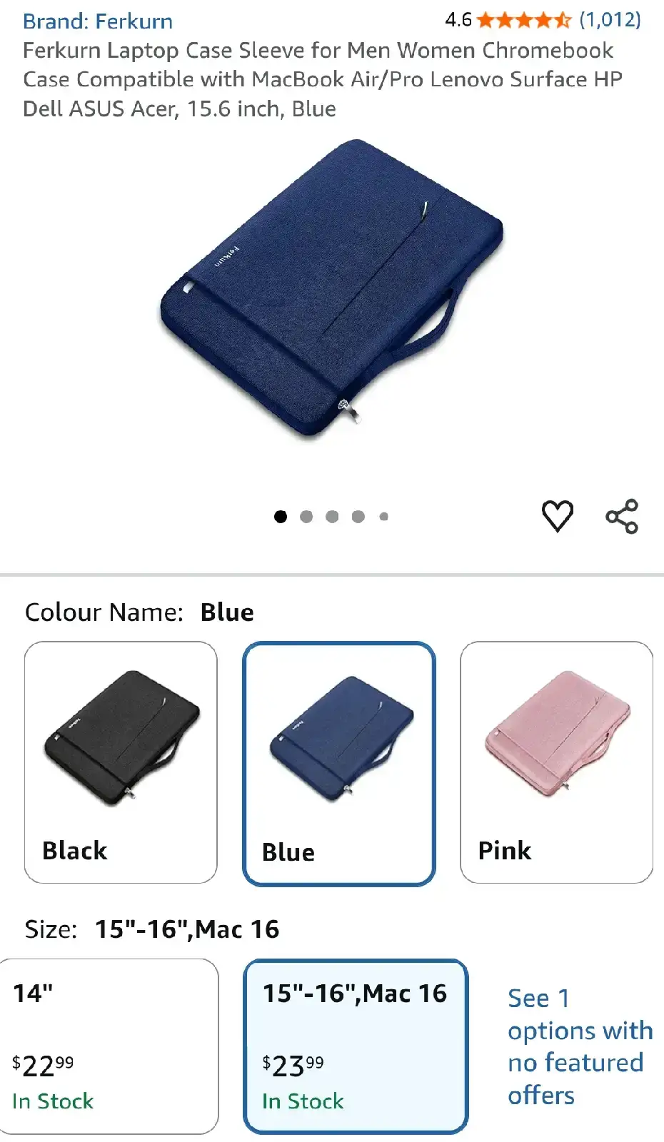 Ferkurn 15.6 inch Laptop Case Sleeve - Blue