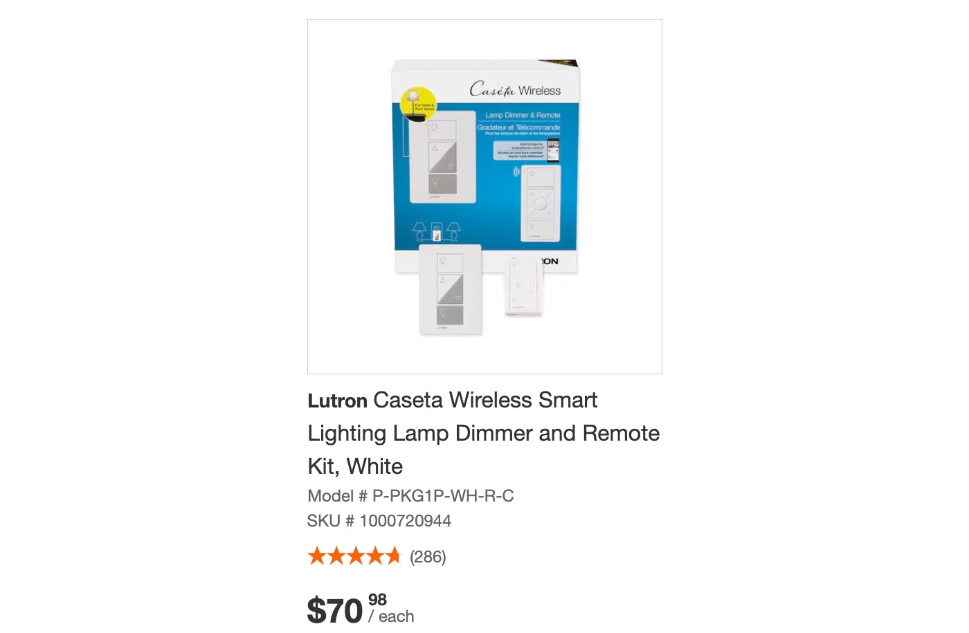 Lutron Caseta plug-in dimmer and Pico remote kit, P-PKG1P-WH-C - photo 3