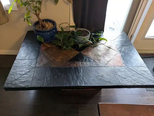 Stone Tile Top Coffee Table and End Table