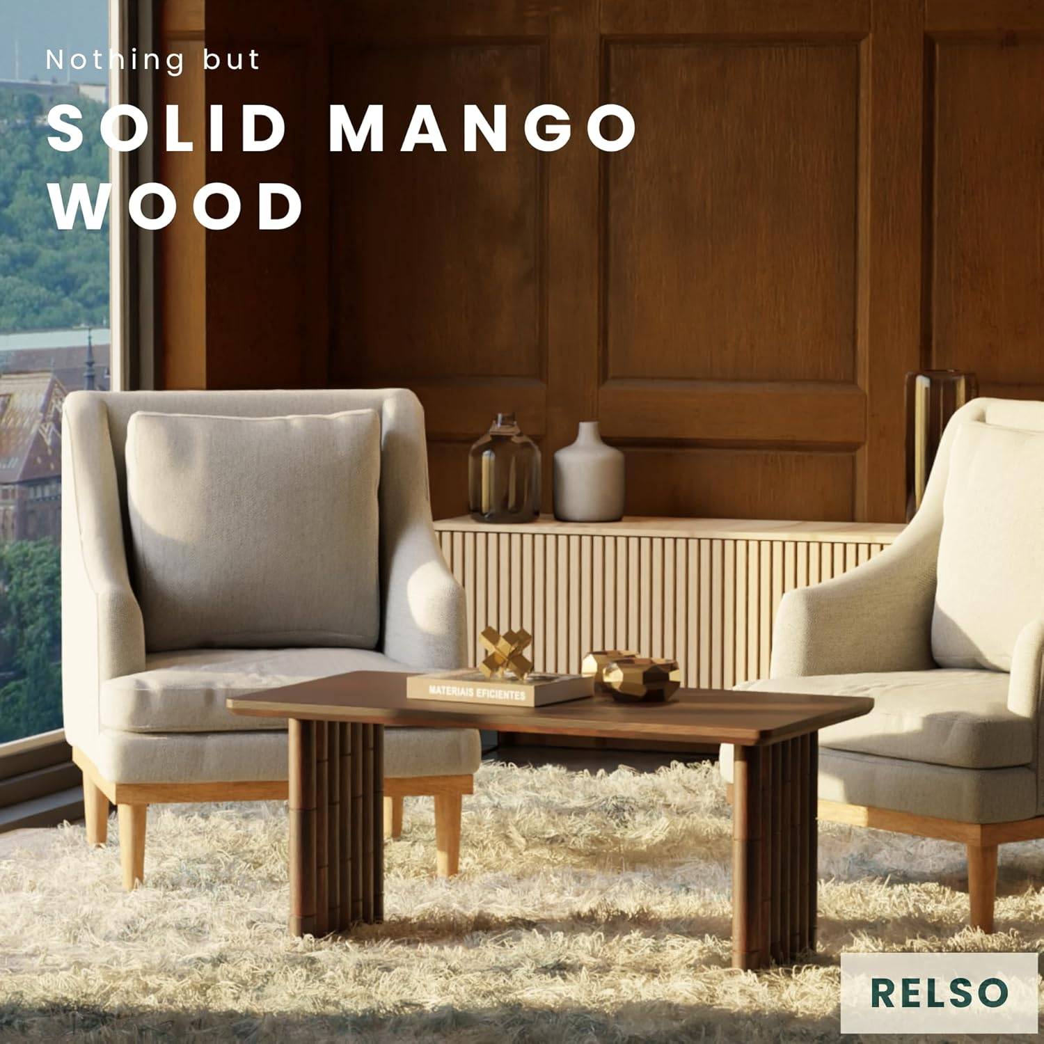 Relso Solid Mango Wood Coffee Table (New in box)