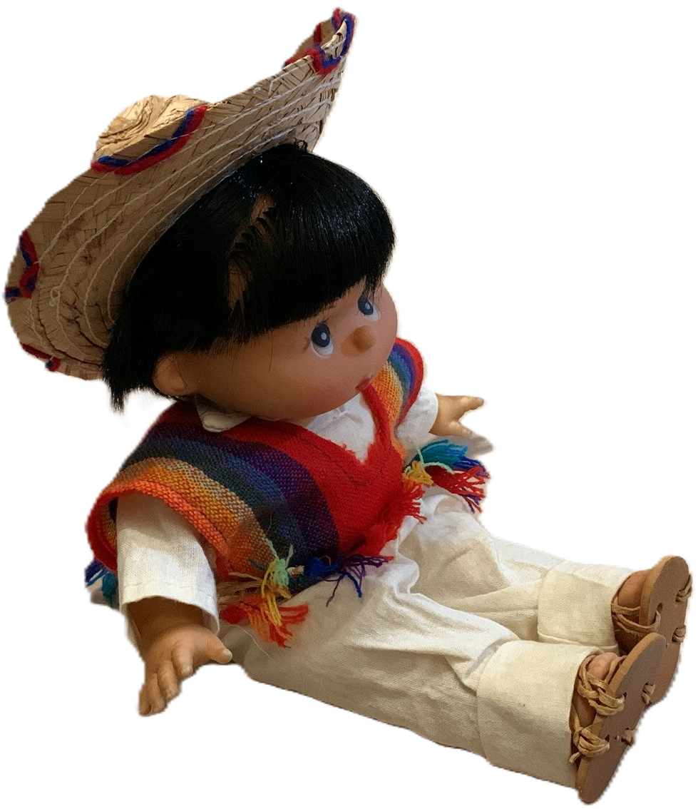 Mexican Folk Boy Doll with Sombrero and Poncho - photo 5