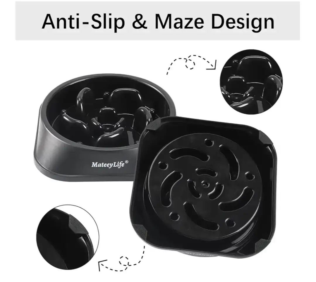 MateeyLife Slow Feeder Dog Bowl Medium Black - photo 4