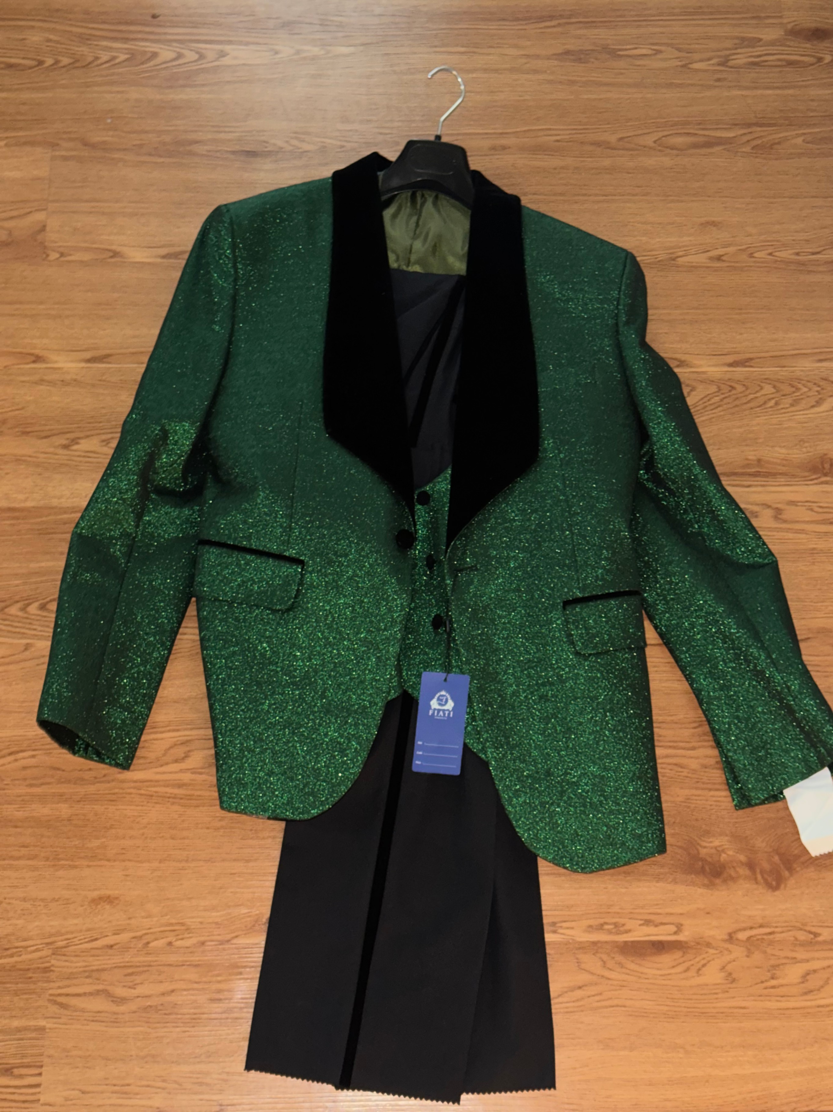 Men’s Black Suit with Green Details