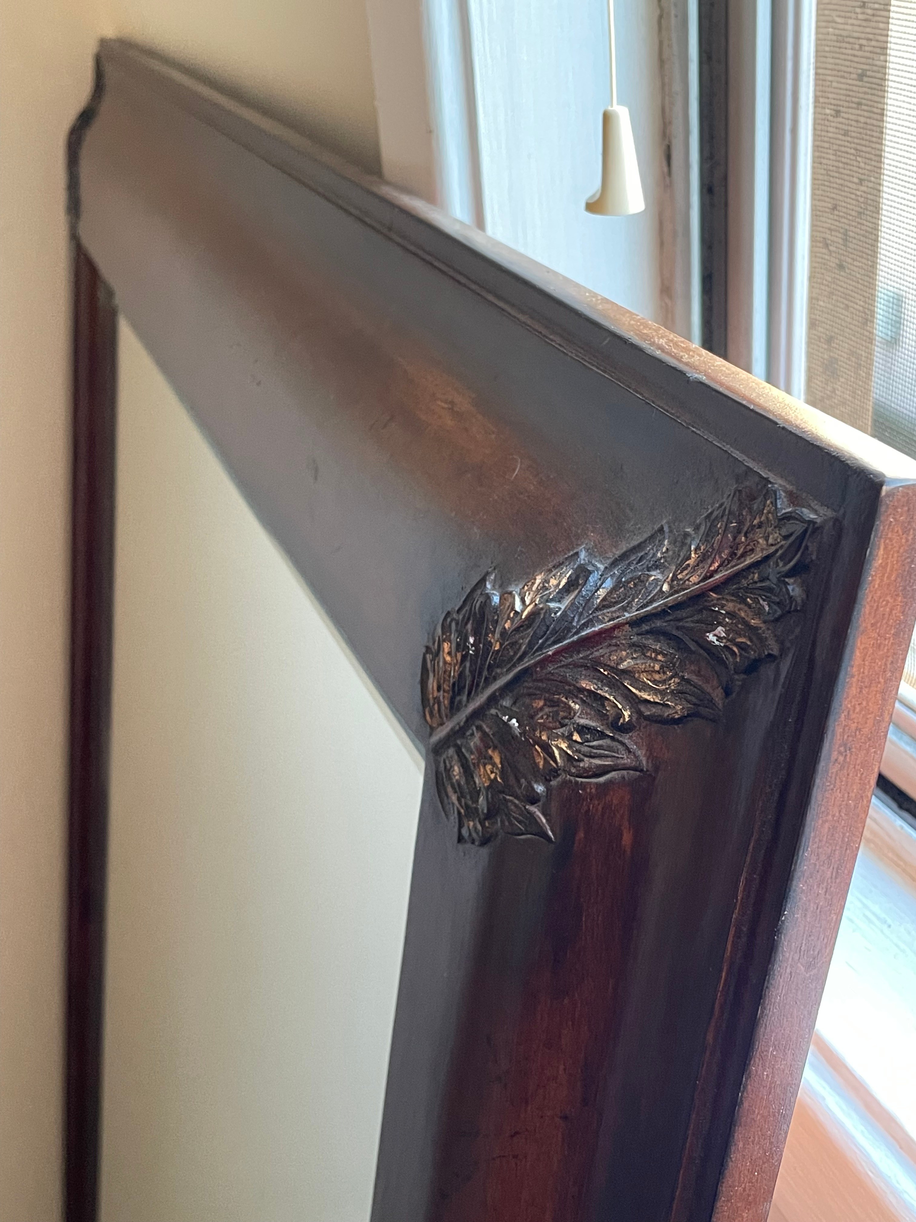 Wooden Framed Mirror with Leaf Detail - photo 2