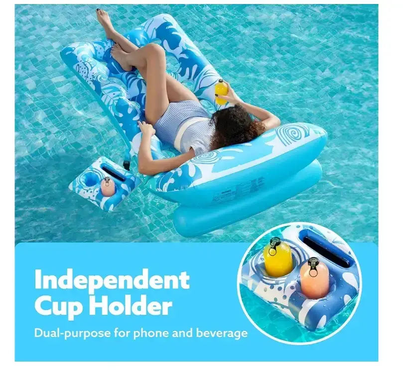 Sloosh Tropical Leaves Inflatable Pool Float Lounger (blue) - photo 3