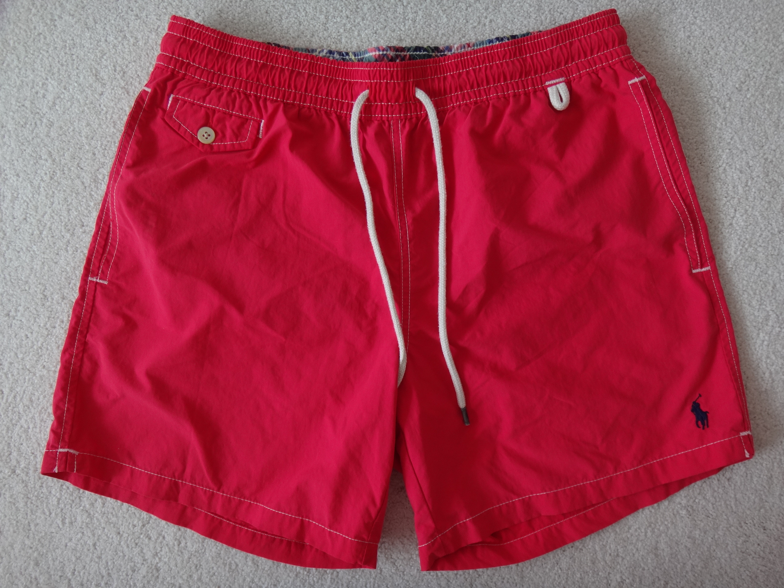 ✅♻️POLO🏇RALPH LAUREN Men's Medium 31/34 Red Swim Trunks Shorts