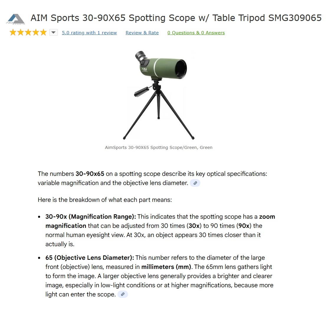 AIM SPORTS 30-90x65 Spotting Scope - photo 2