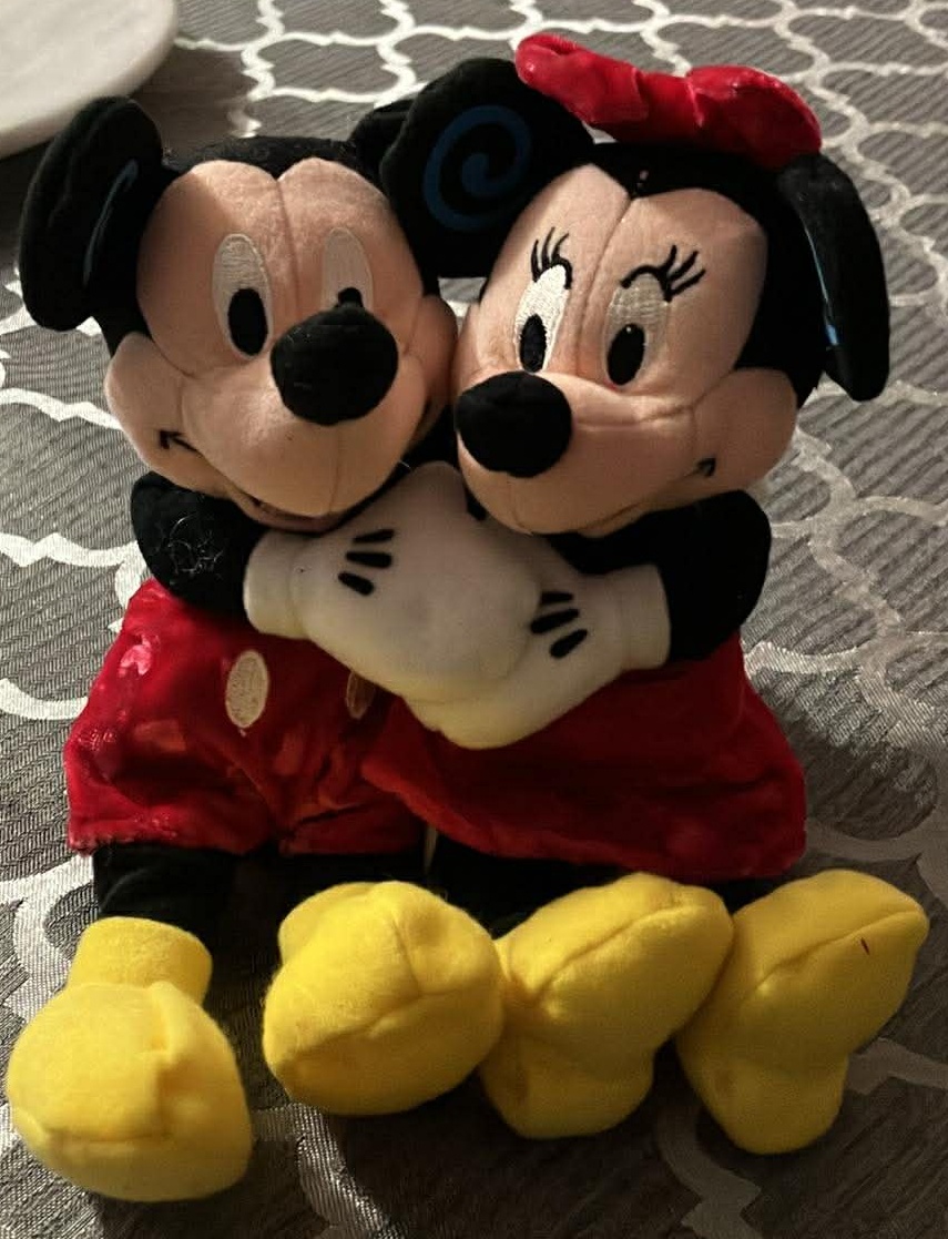 Disney Store Mickey and Minnie Hugging Bean Bag Plush - 9 Inches