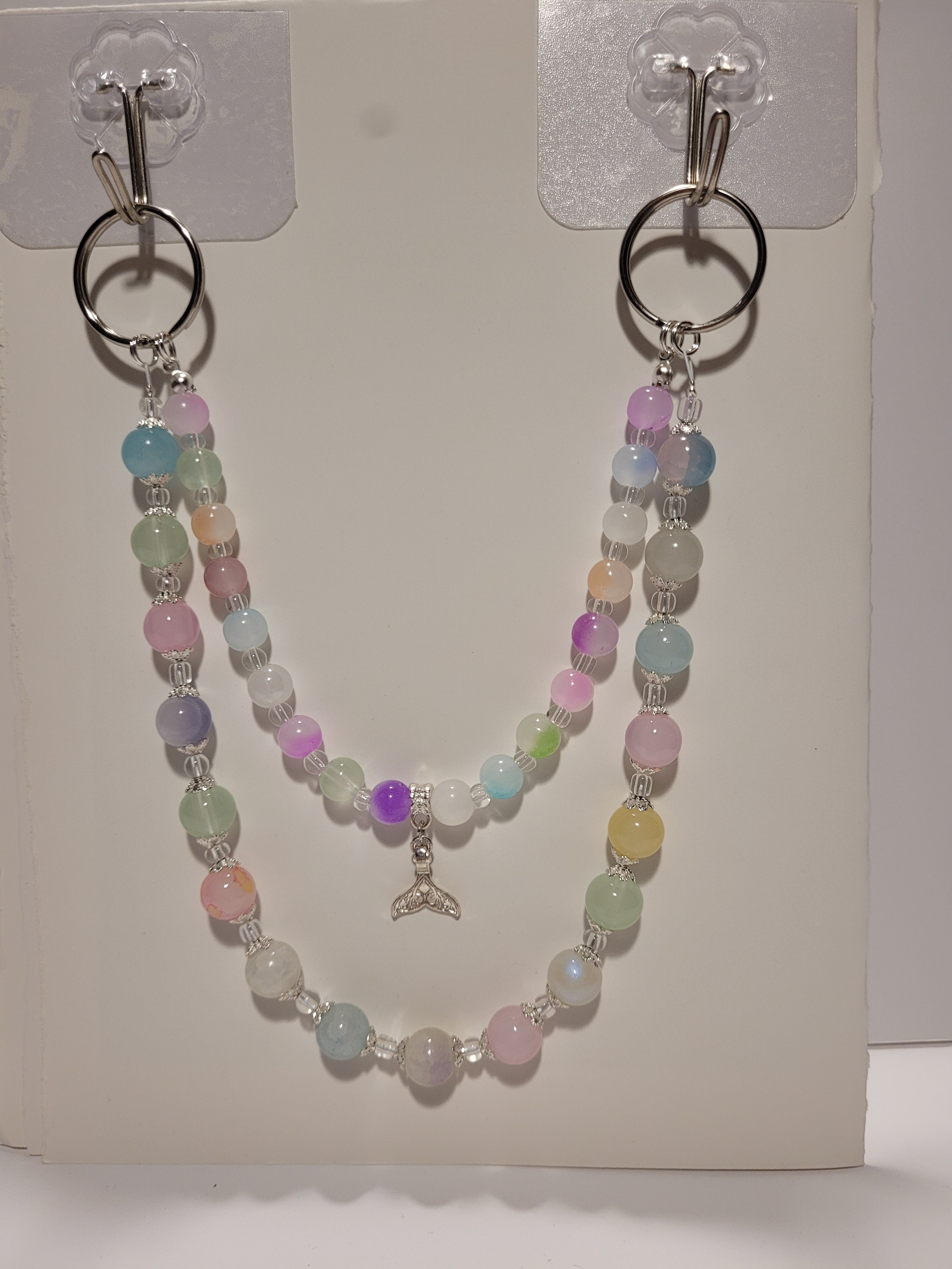 Handmade Beaded Keychain with Whale Charm - photo 2