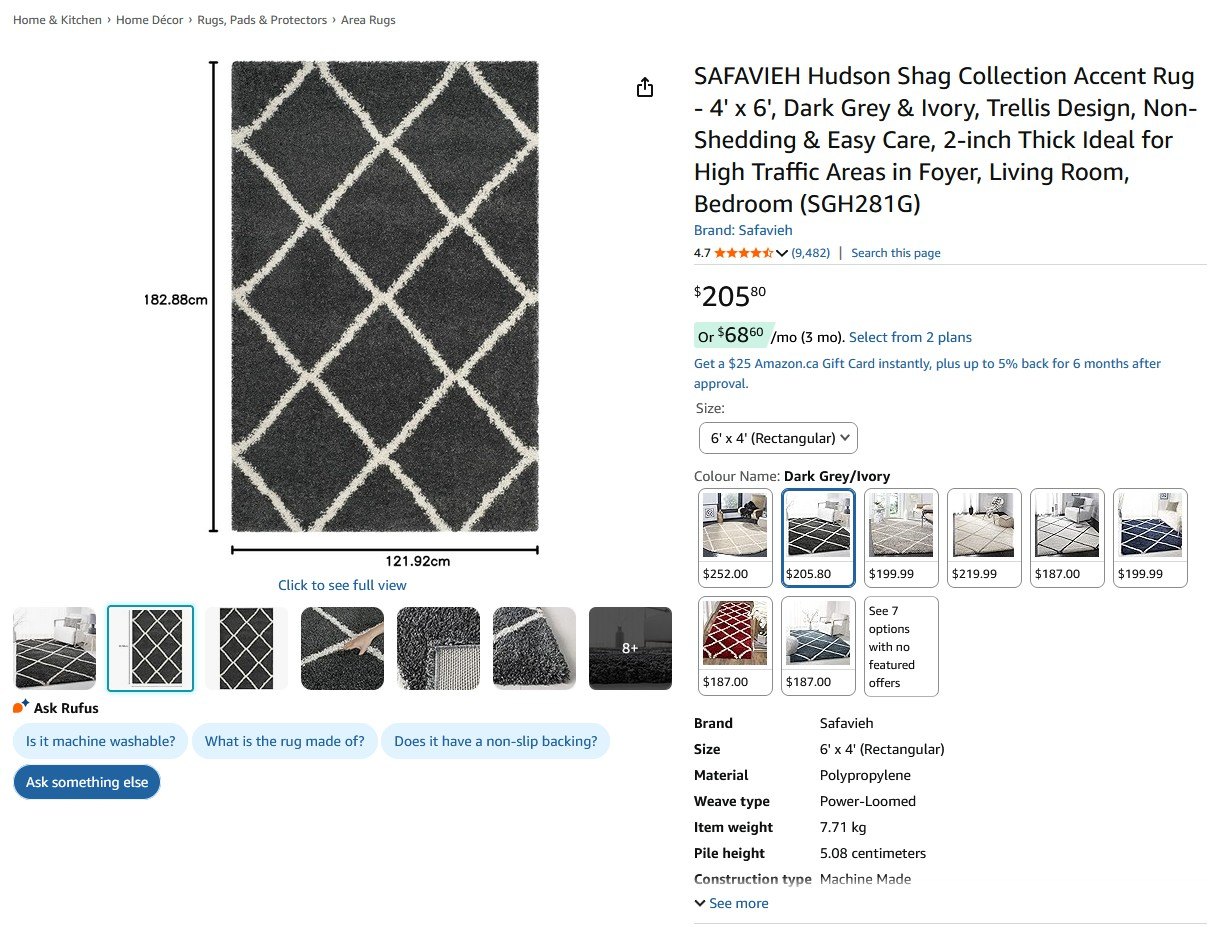 Safavieh Grey Shag Rug 4ft x 6ft (122cm x 183cm) - photo 3