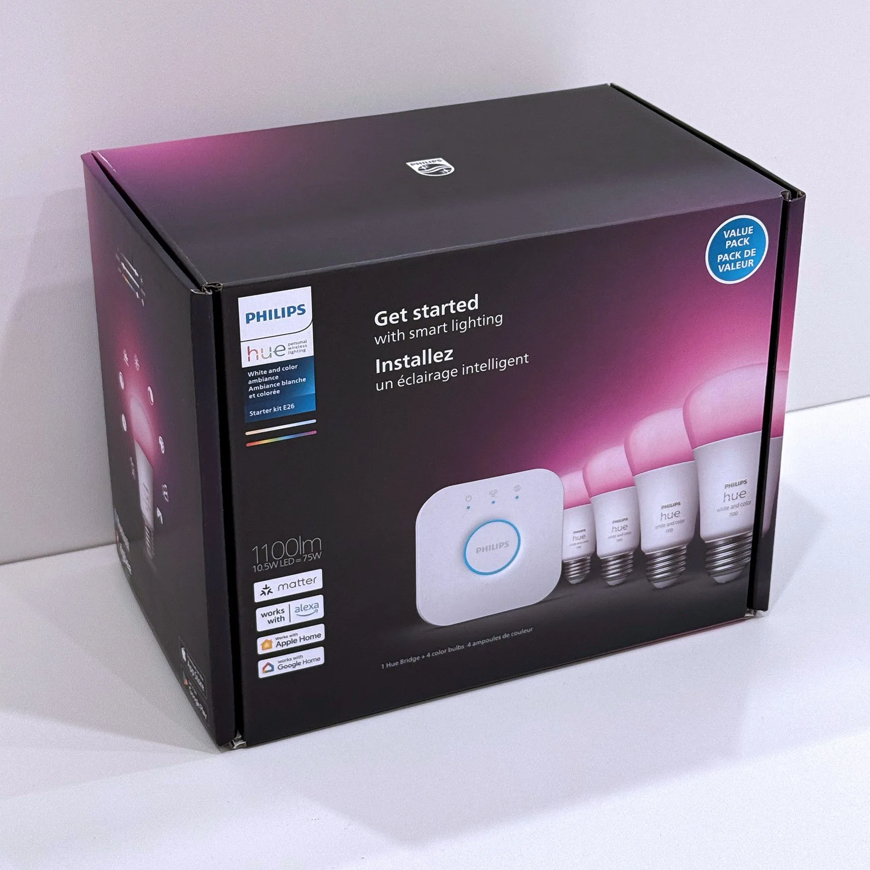 Philips Hue White and Colour Ambiance A19 4-Pack Starter Kit