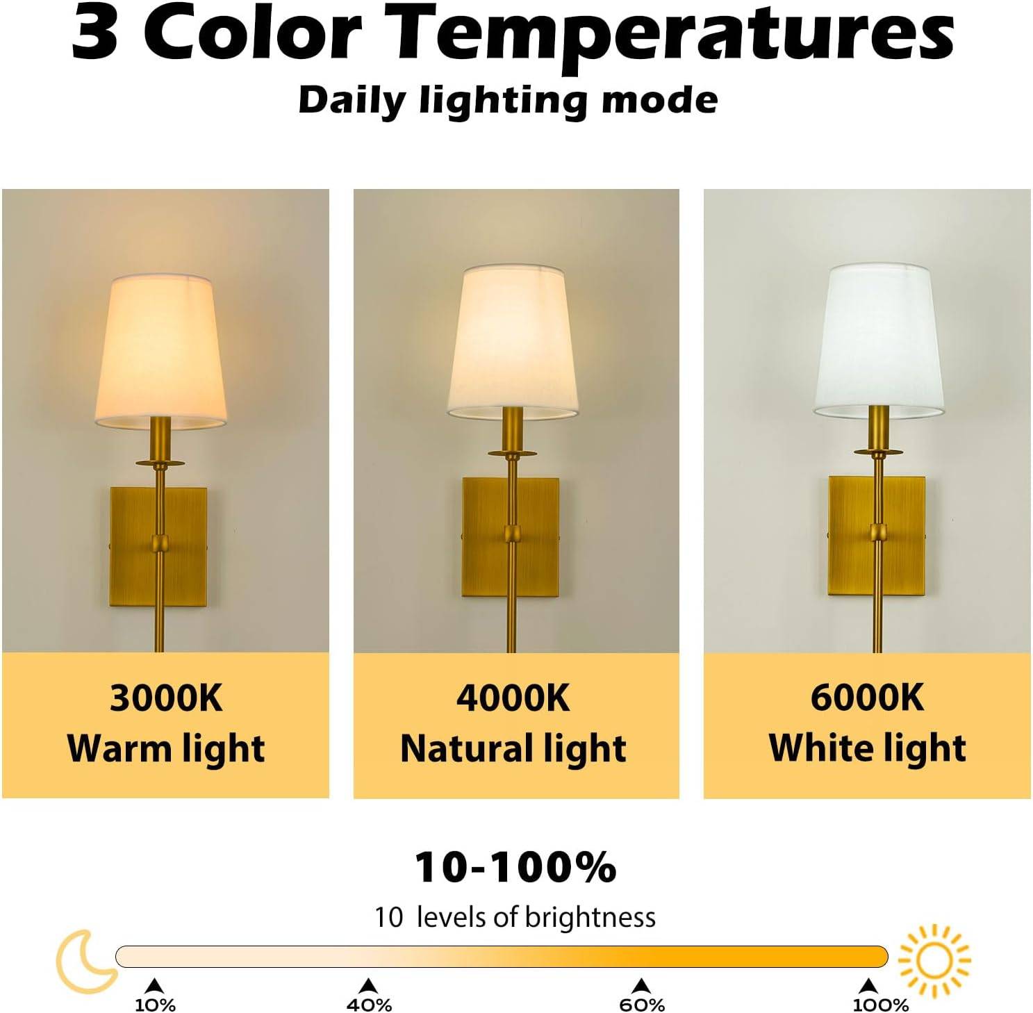 Set of 2 Gold LED Wall Sconces with Remote - photo 2