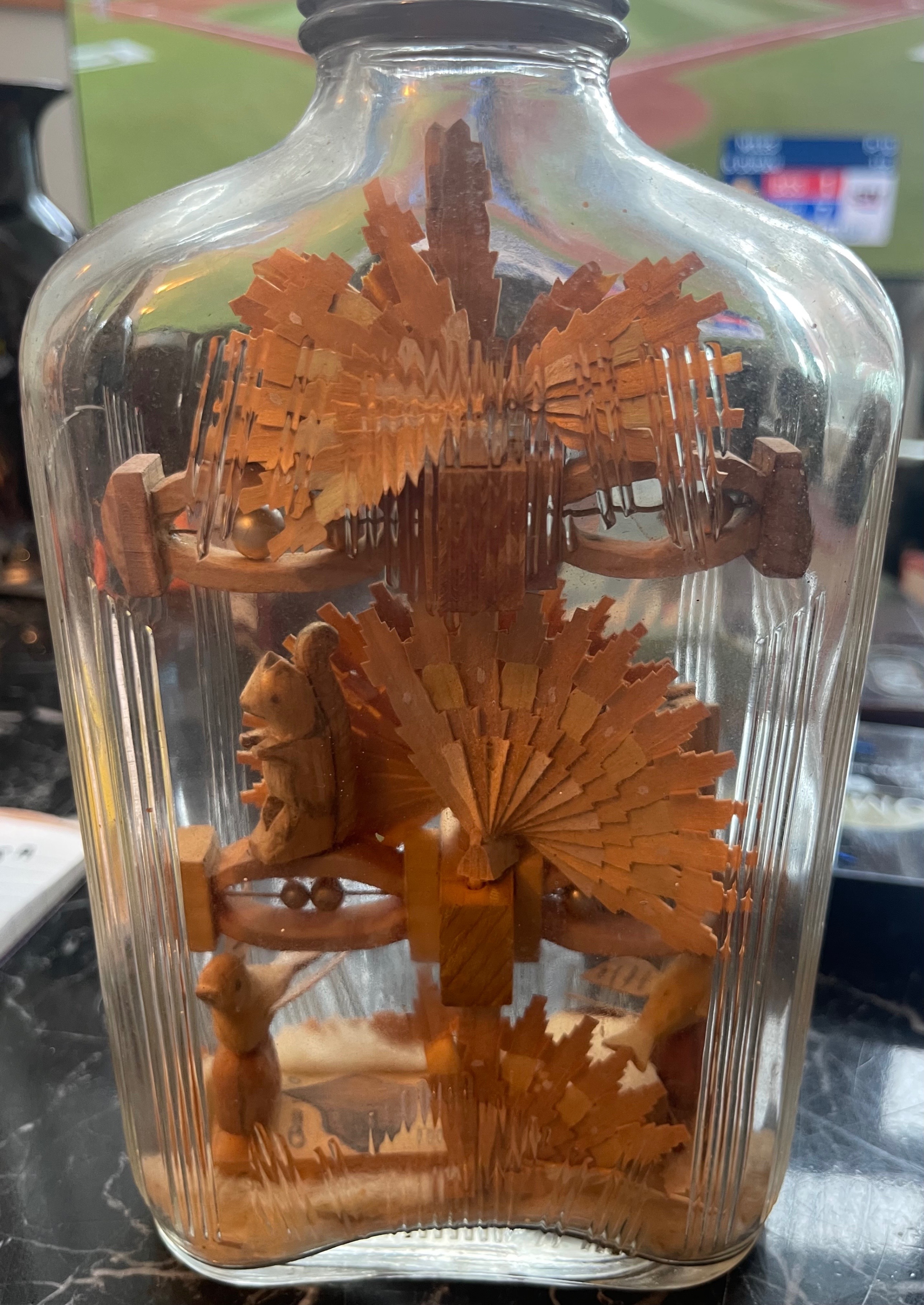 Rare Antique Hand-Carved "Whimsey" Bottle (Animals & Trees) - photo 3