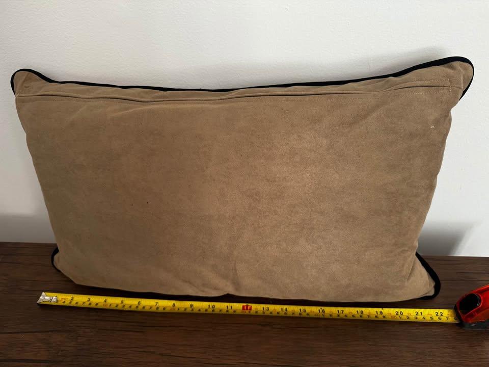 Handmade Leather Stitched Unique Throw Pillow Cushion Rectangle - photo 2