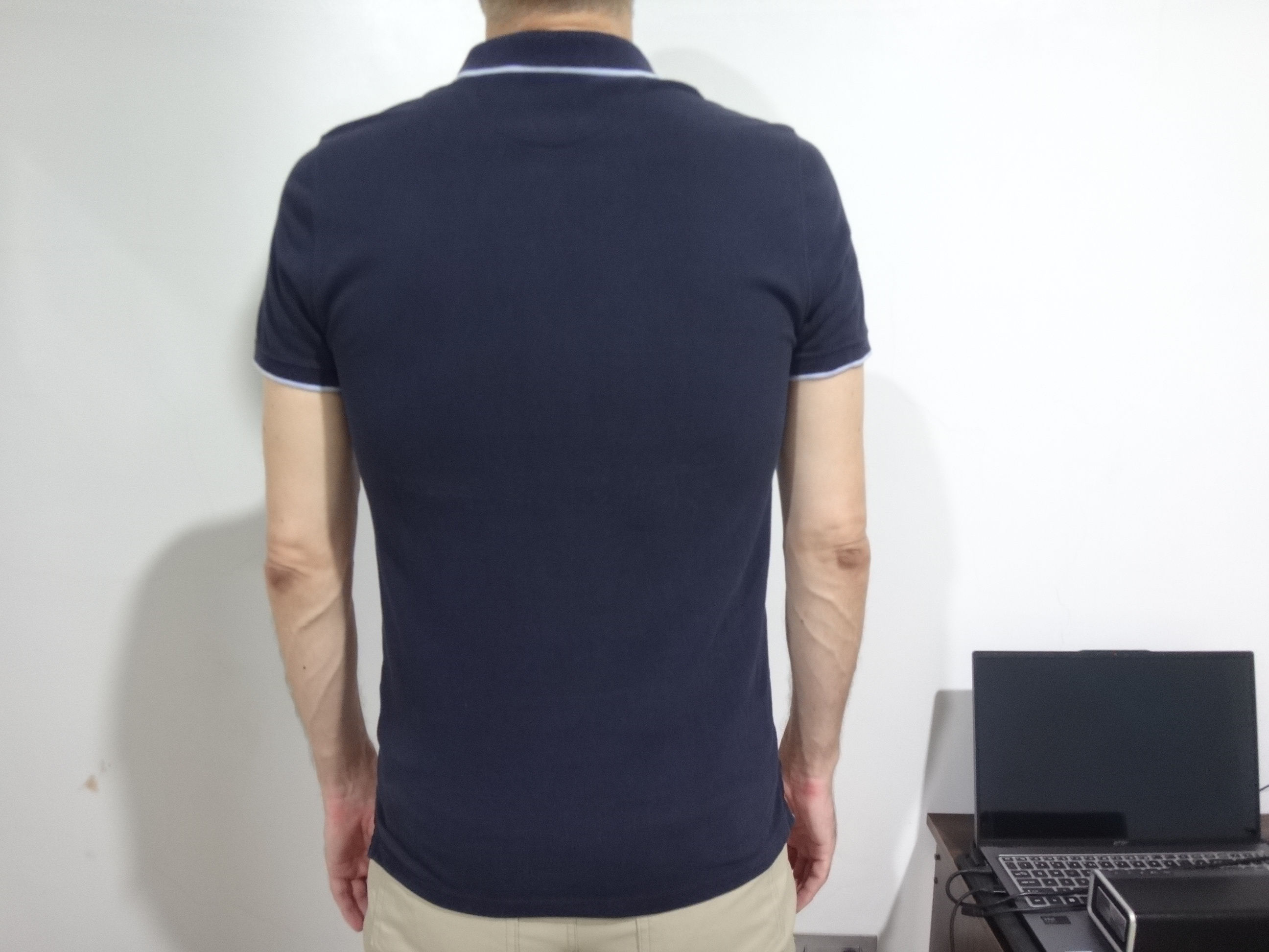 ✅♻️Massimo Dutti Men's Small Navy + Light Blue Polo Shirt - photo 4