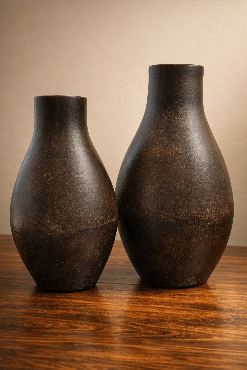 Designer Oversized Sculptural Vases – Matte Espresso Ceramic Set - photo 3