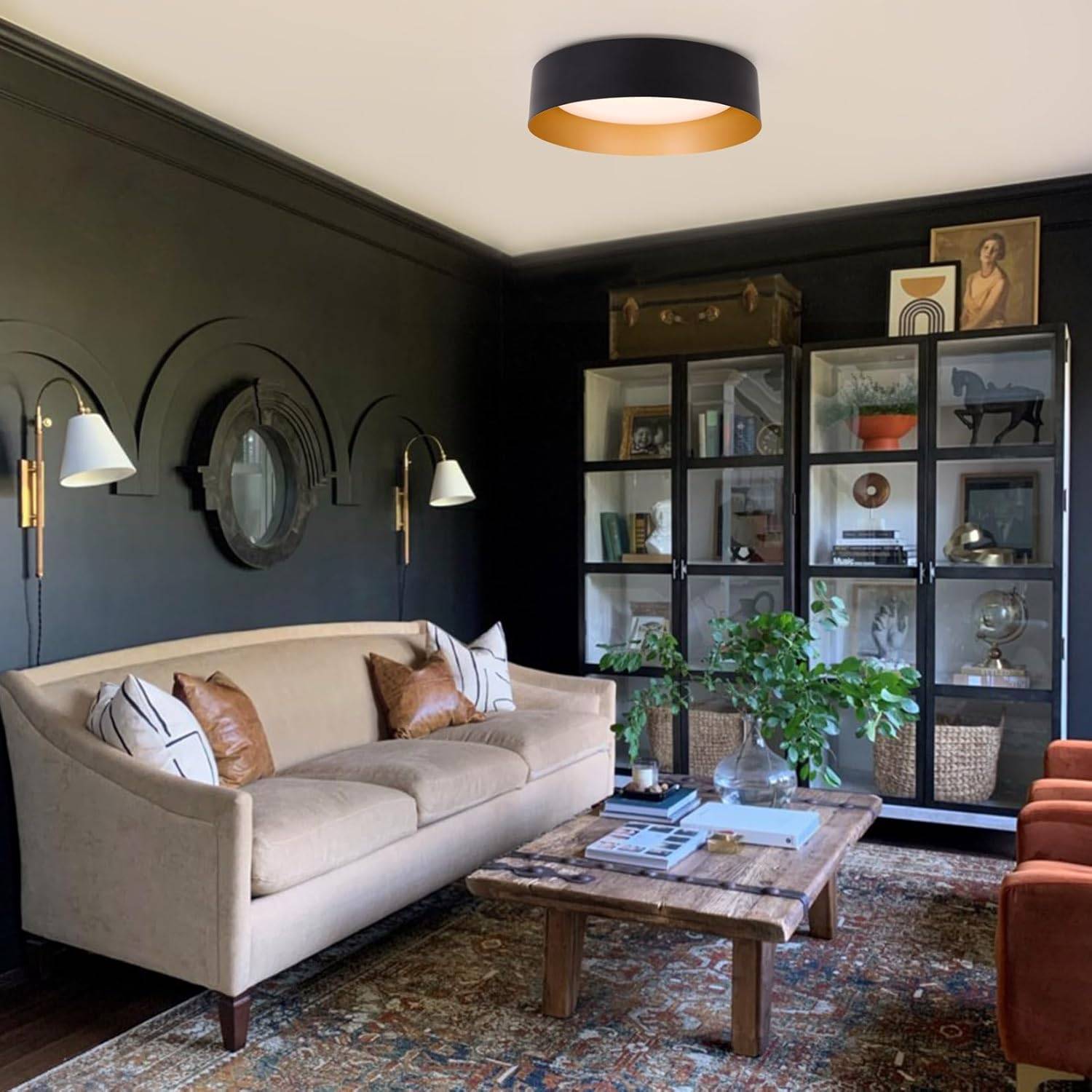 Modern LED Ceiling Light Fixture - Black/Champagne Gold