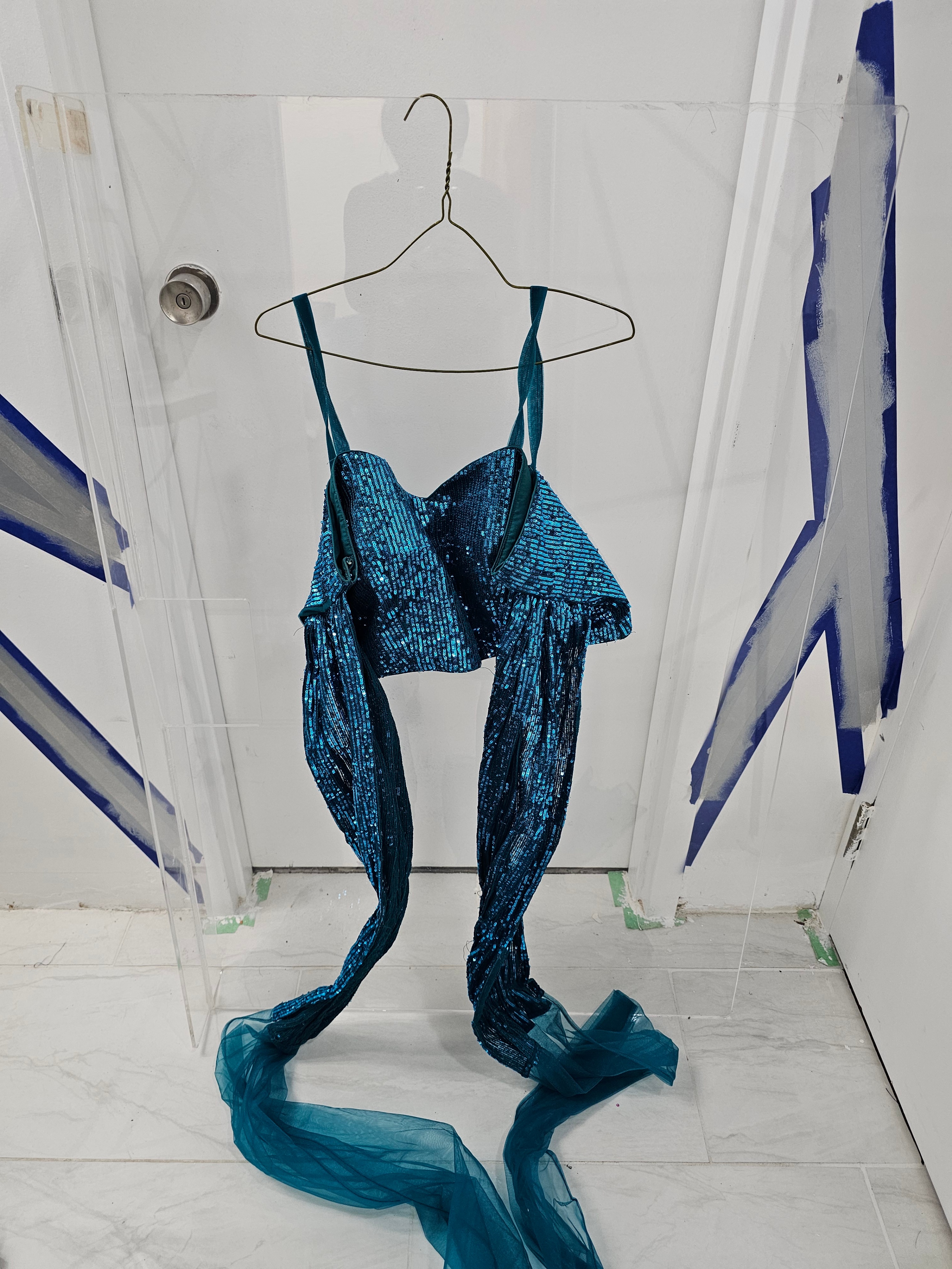 Teal Sequin Crop Top and Skirt Set - photo 2