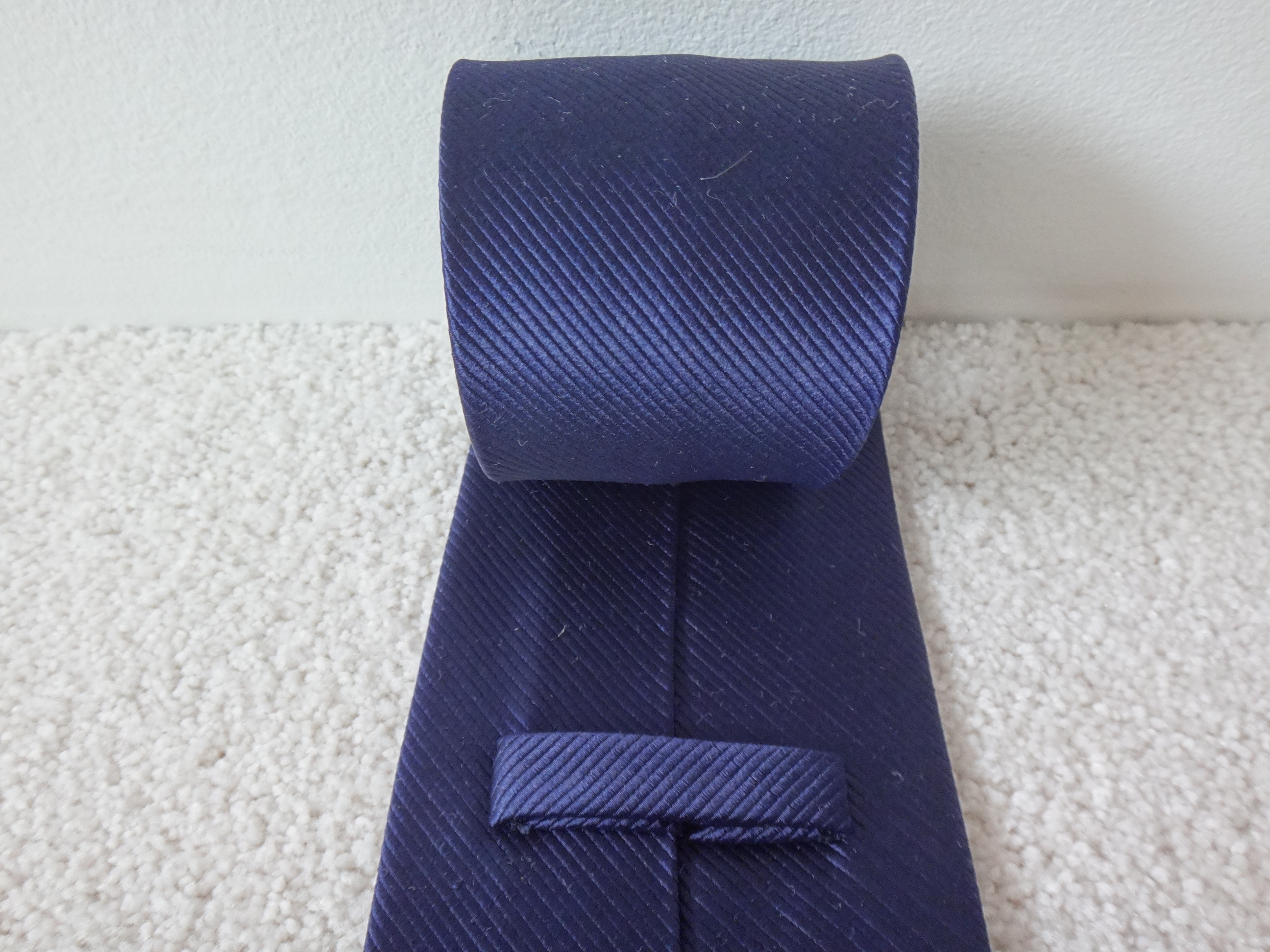 ✅🆕Men's Solid Blue Striped Pattern Silk Tie NEW - photo 3
