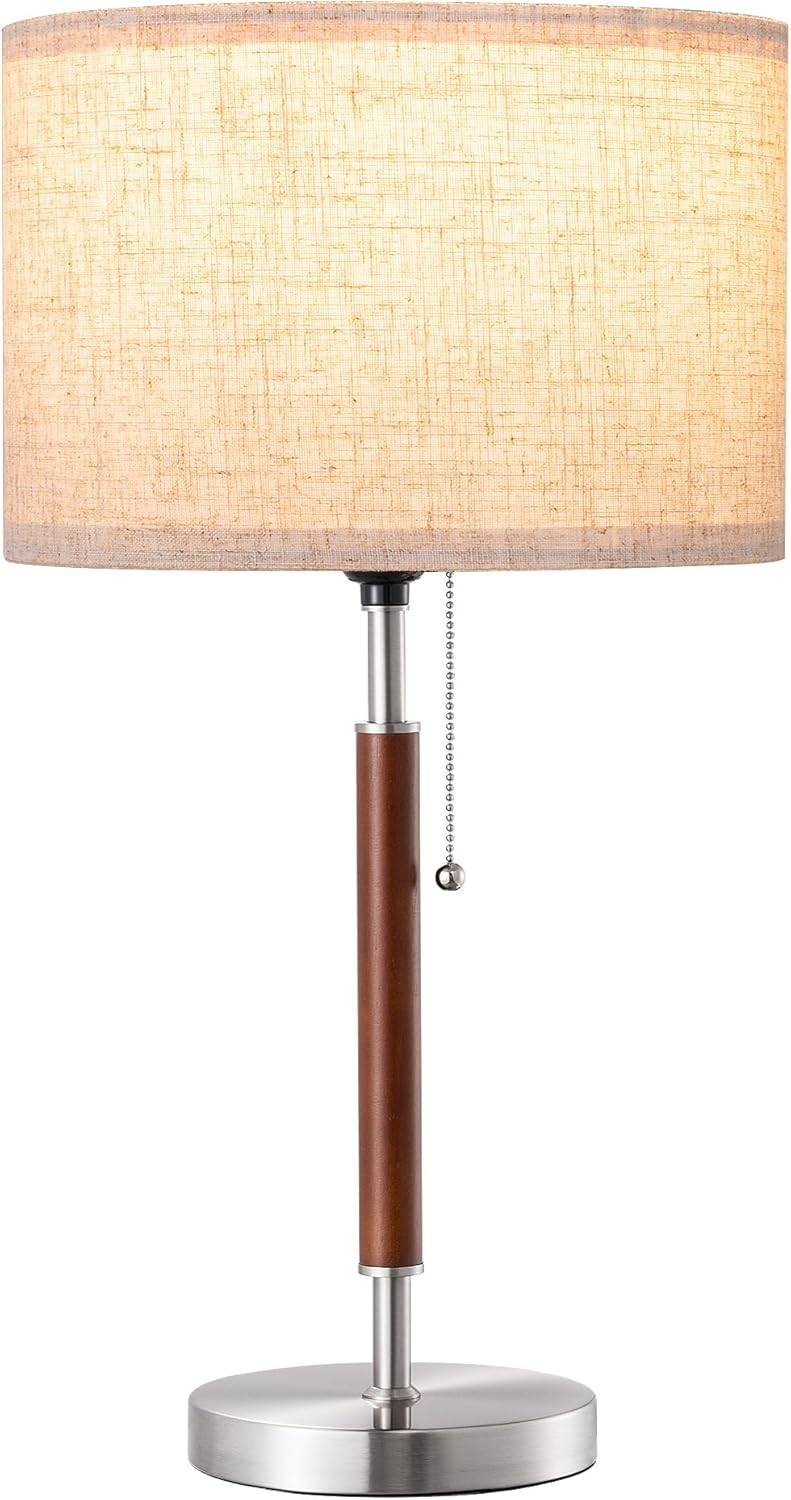 Modern Table Lamp with Wood Accent and Pull Chain