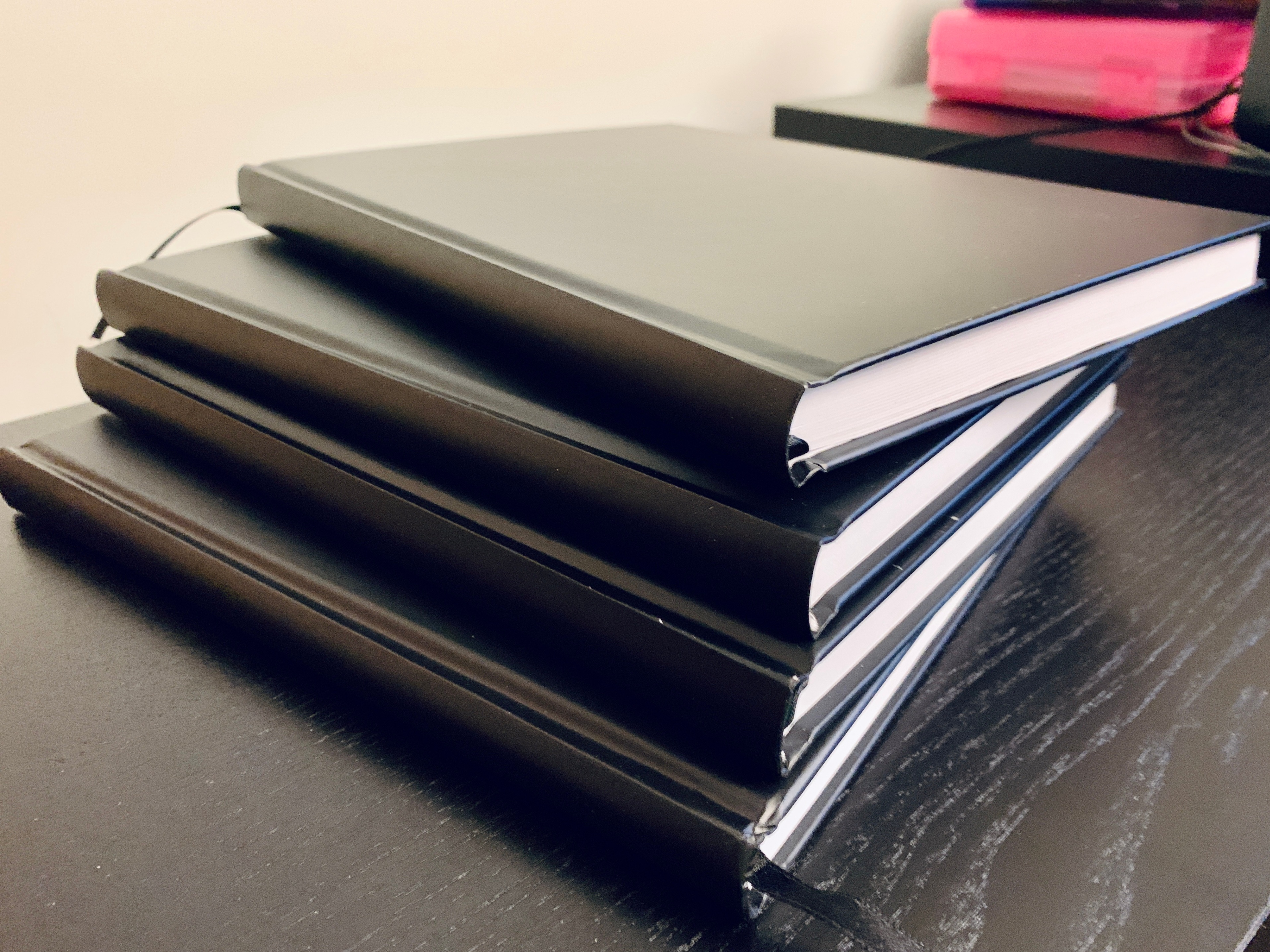 4 Professional Journals, 10.5X7.5 inches, Black, 4-Pack