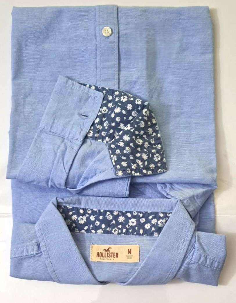 Hollister Button Up Cotton Shirt Floral Collar & Cuff Detail - photo 4