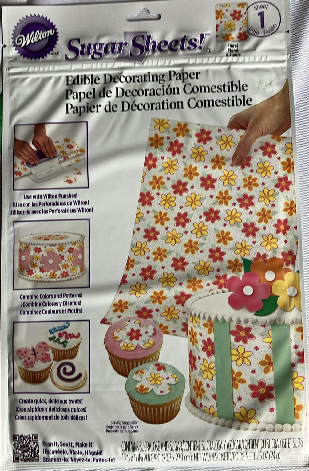Wilton Patterned Sugar Sheets Edible Decorating Paper (New)