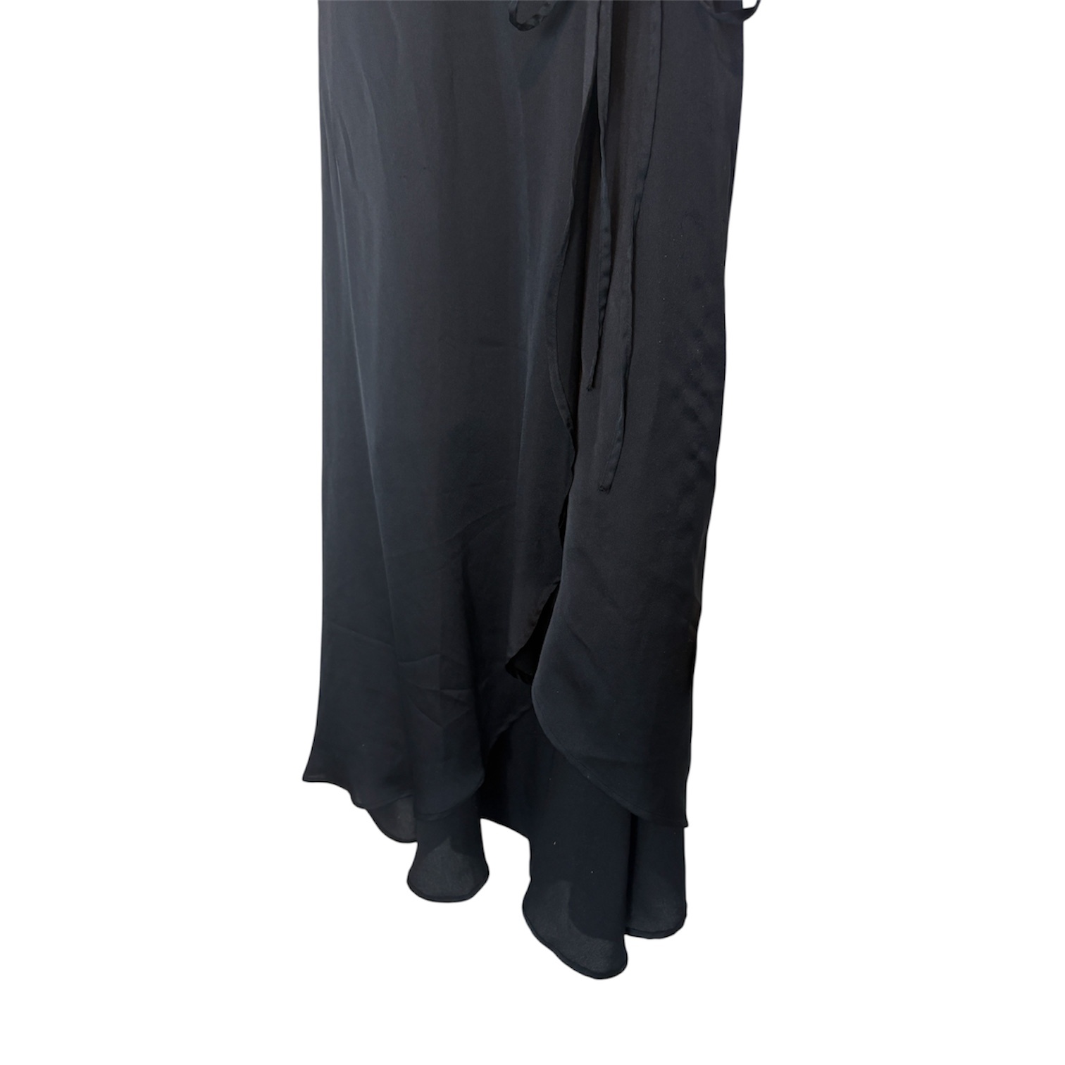 Abercrombie & Fitch Black Wrap Dress Size Large Satin Spaghetti - photo 3