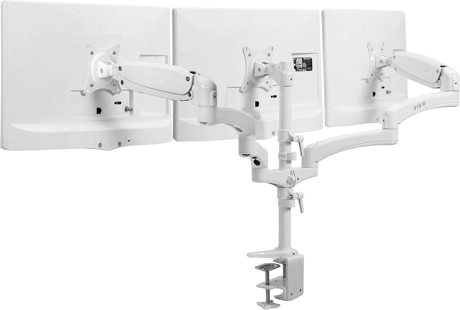 New VIVO White Triple Monitor Mount, 2 Pneumatic Arms + 1 Fixed - photo 2