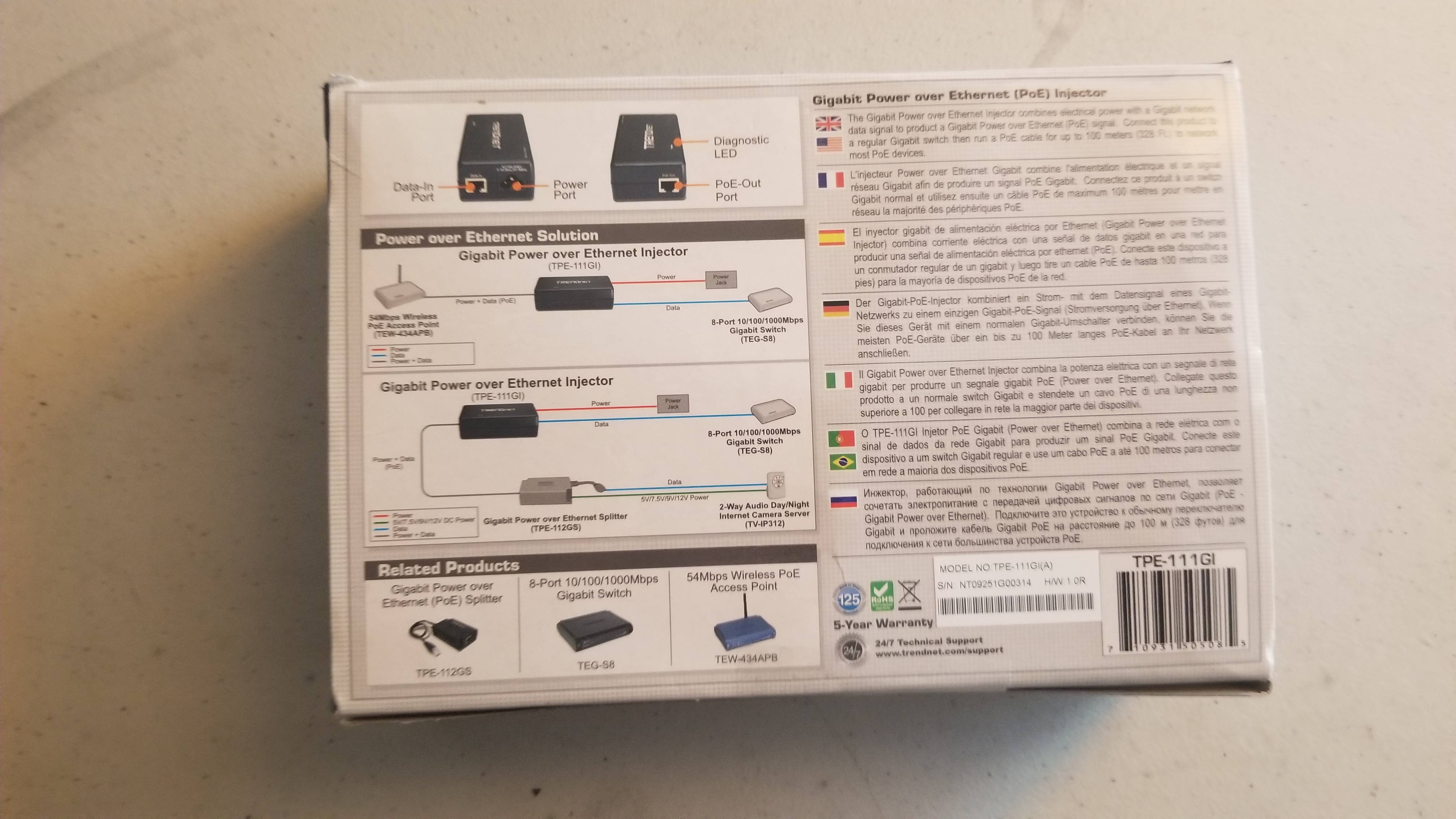 TRENDnet Gigabit Power over Ethernet (PoE) Injector TPE-111GI - photo 3