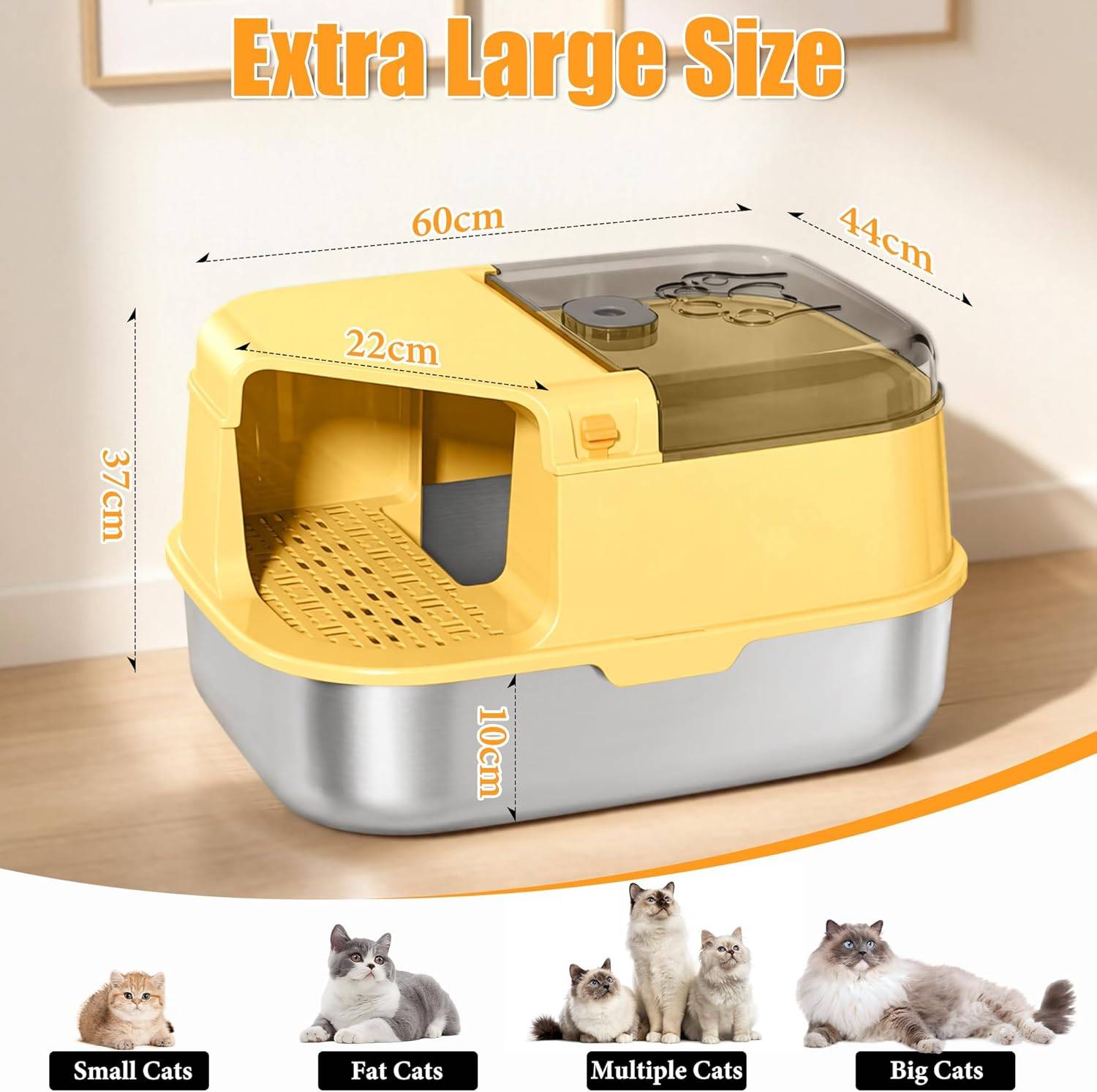 SILUI Stainless Steel Cat Litter Box with Lid - photo 3