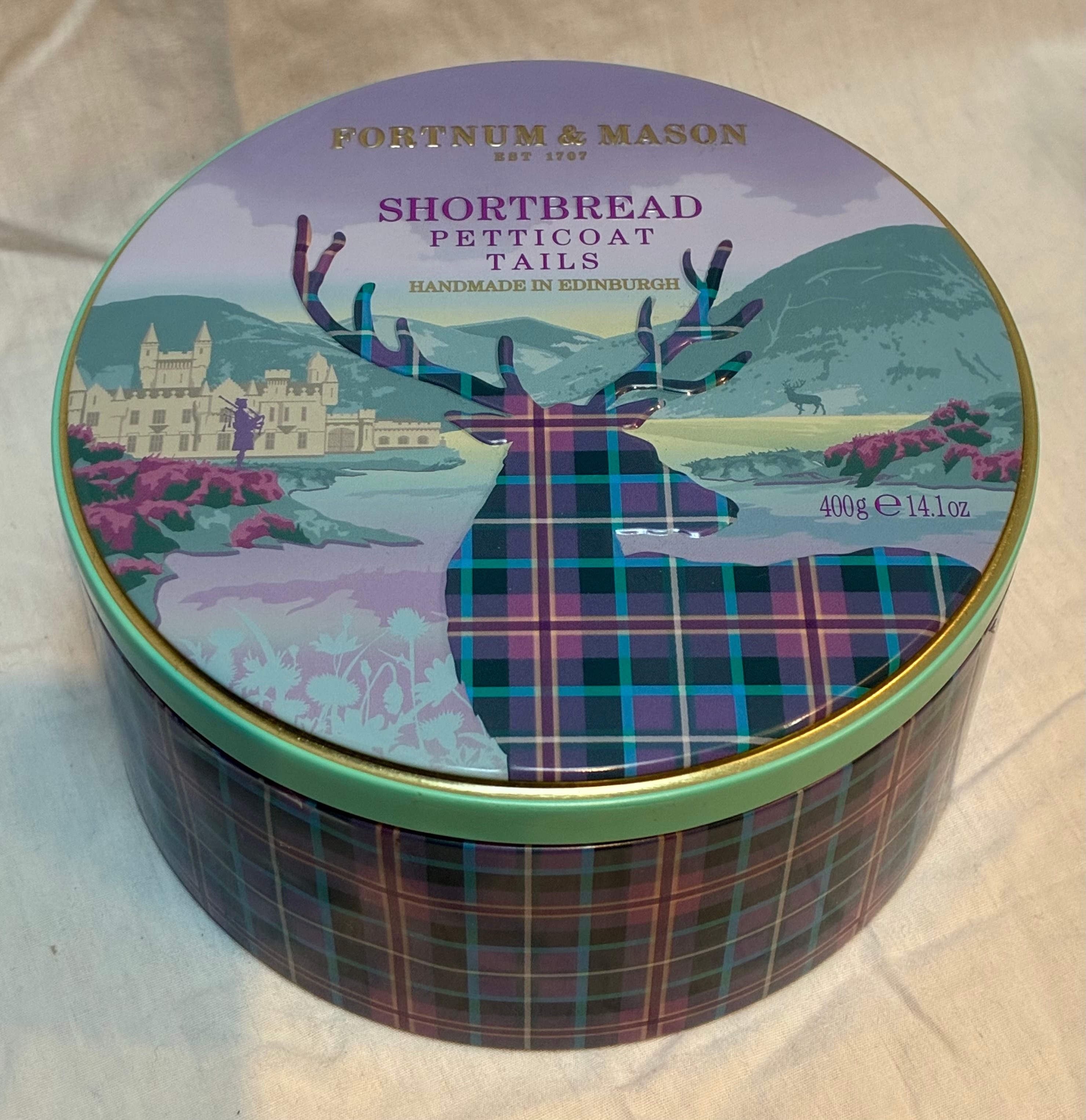Fortnum and Mason Empty Shortbread Petticoat Tails Tartan Tin