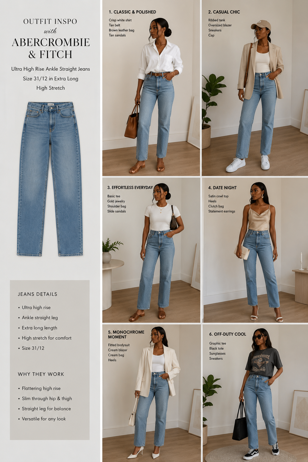Abercrombie & Fitch Ultra High Rise Ankle Straight Jeans