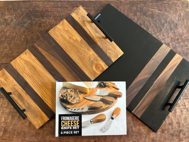 2 Different Handmade Charcuterie/Cutting Boards + Cheese Knives