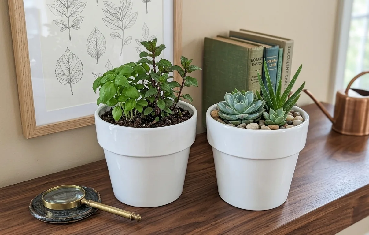 Set of 2 White Ceramic Plant Pots