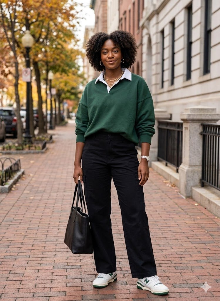 Aritzia TNA Oversized Rugby Sweatshirt - Forest Green (Size M) - photo 5