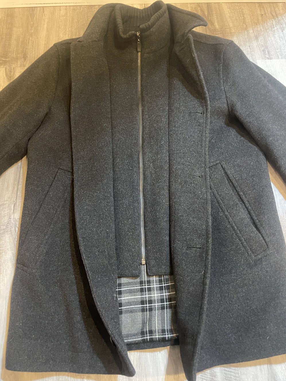 Men's Wool & Cashmere Blend Charcoal Gray Coat (Med) - photo 2