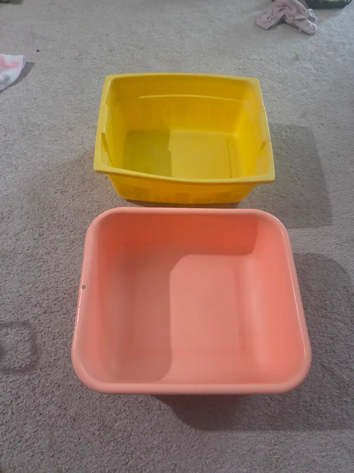 2 Plastic Basins, 14.5 x 12.5 x 5.5" Each, Clean, No Cracks