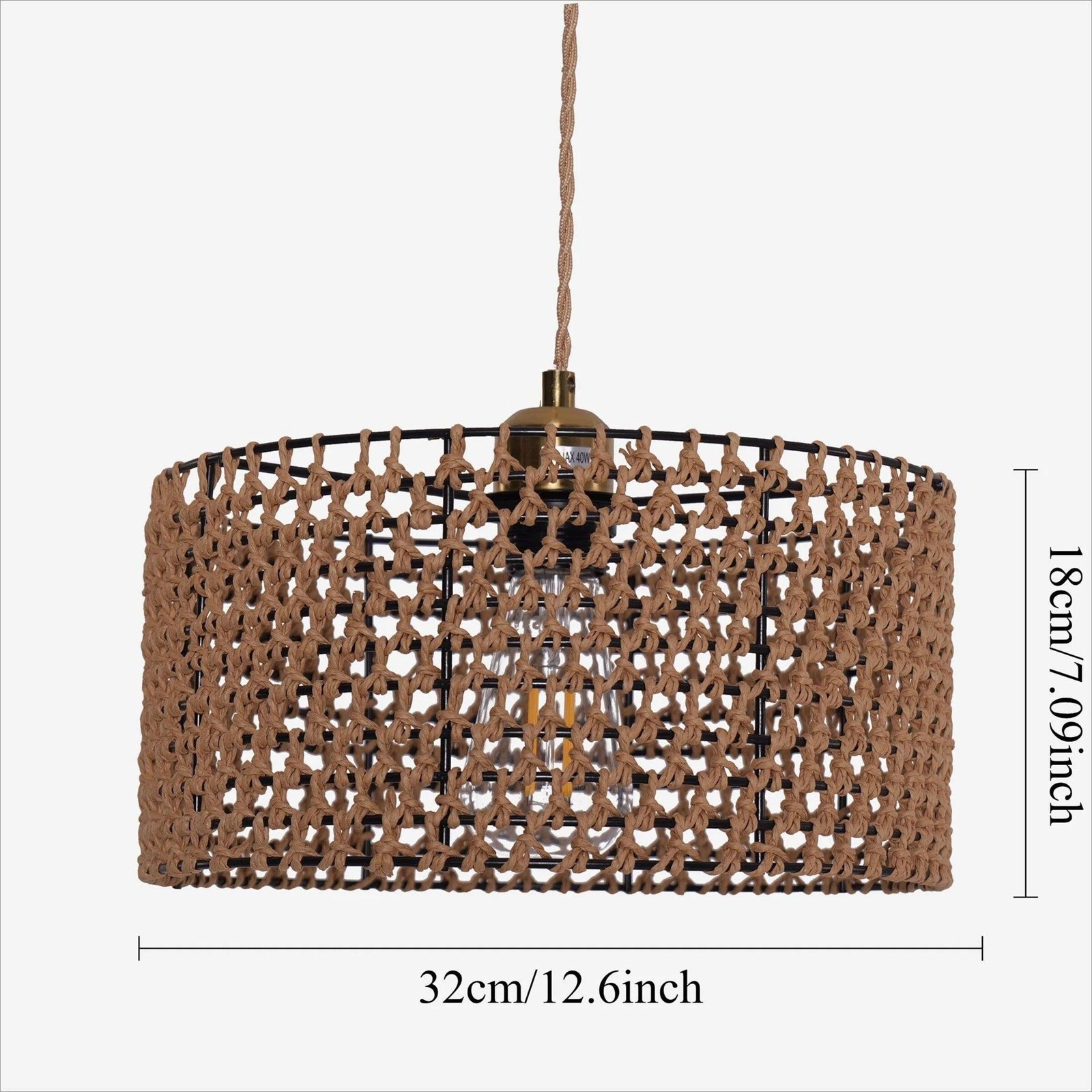 *Brand New* Lightsin Boho Paper Rope Iron Pendant Light - photo 2