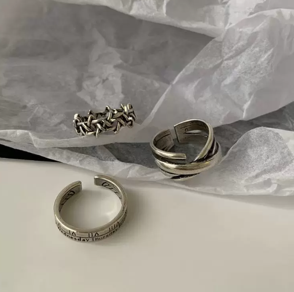 Set of 3 Vintage Style Adjustable Rings